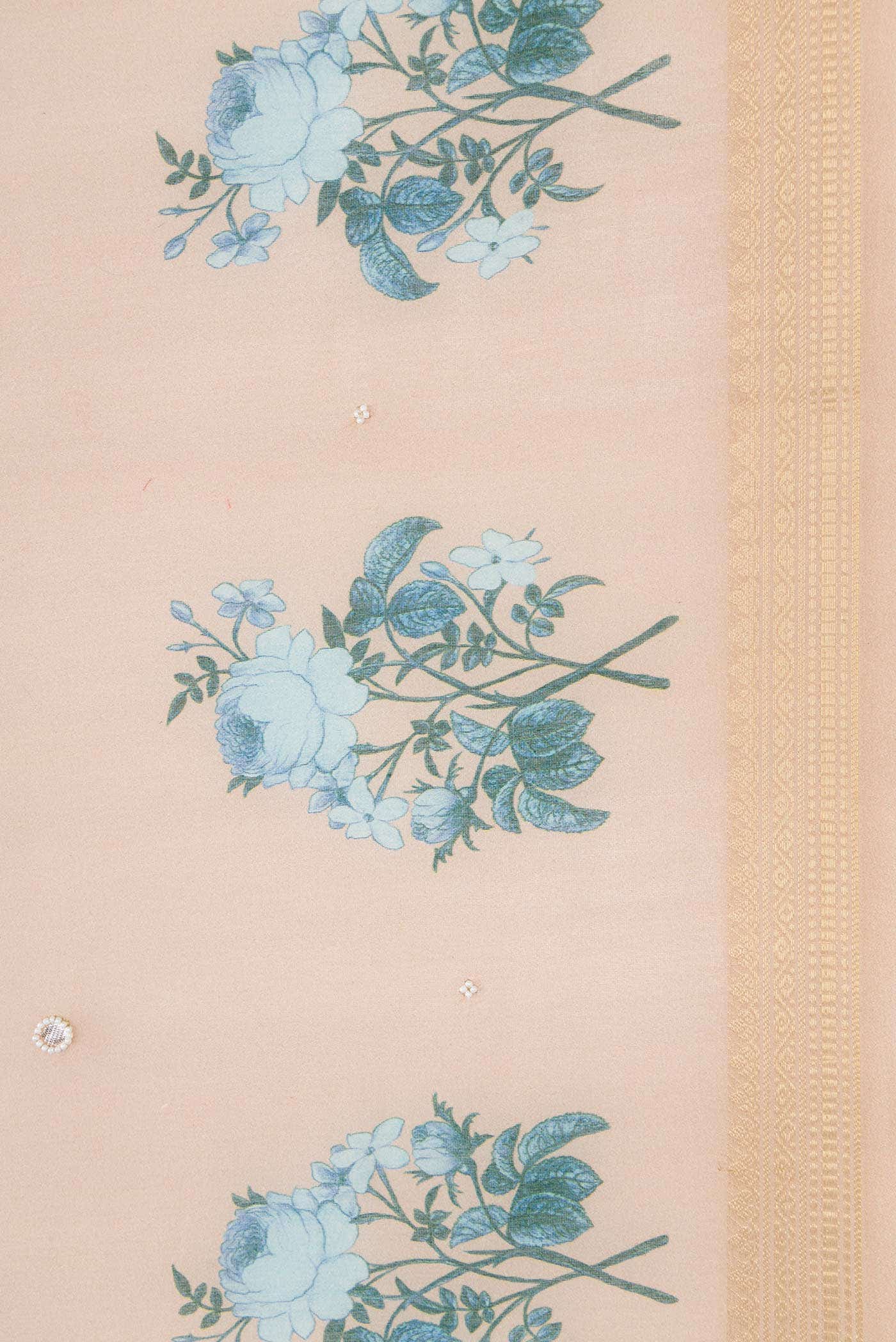 Beige Chanderi Silk Saree