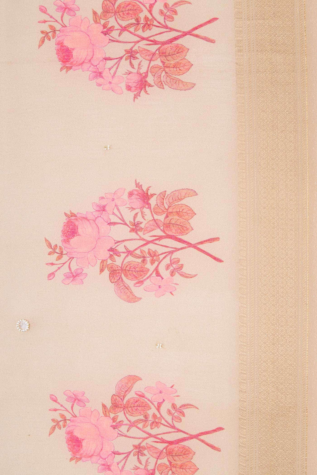 Beige Chanderi Silk Saree