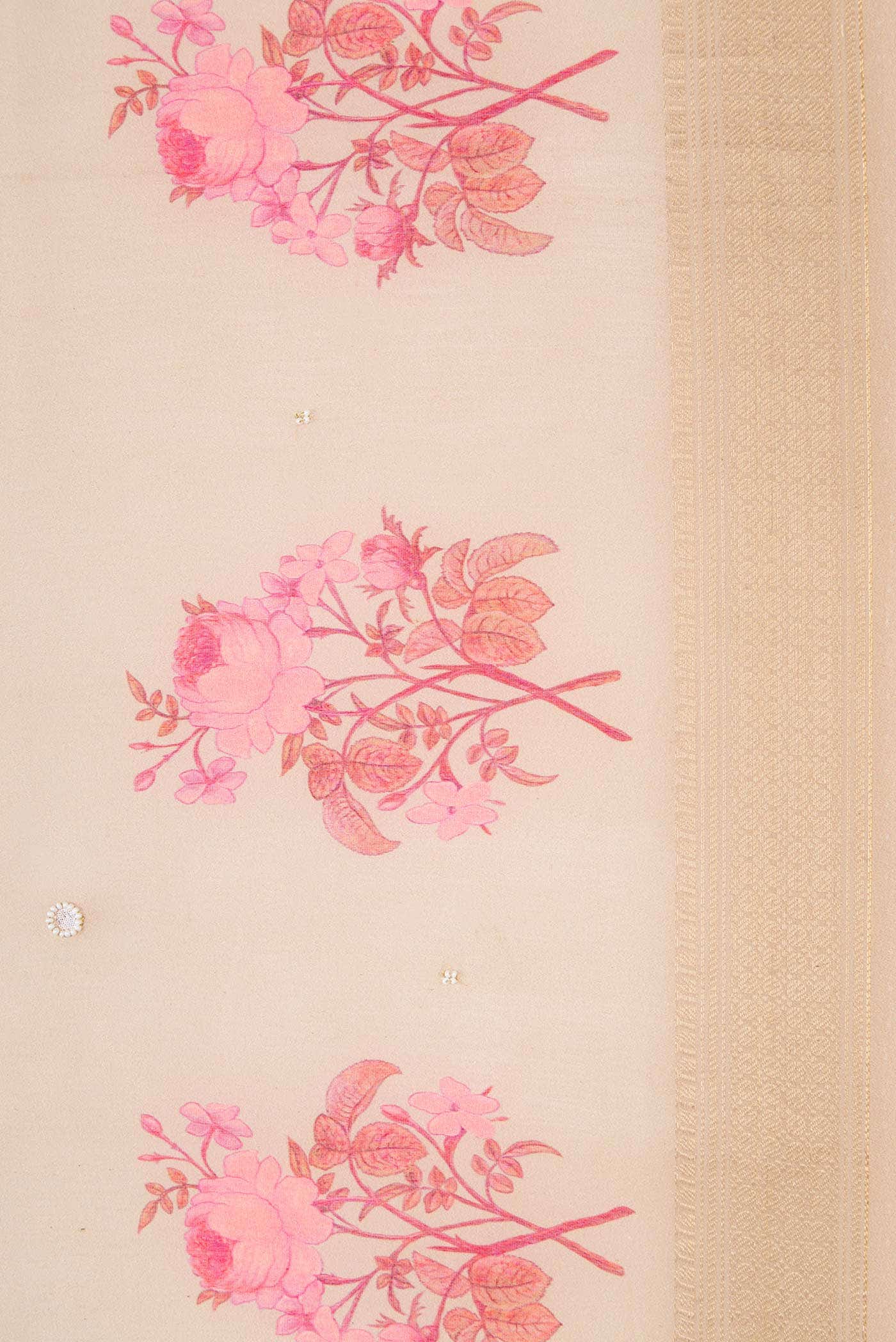 Beige Chanderi Silk Saree