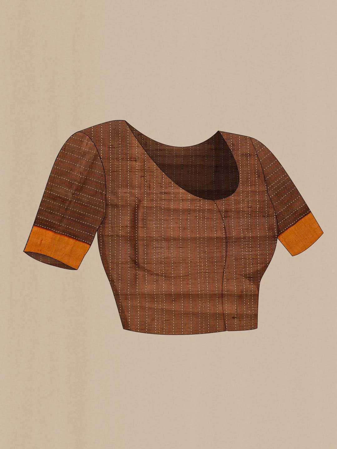 Brick Orange Tussar Silk Saree
