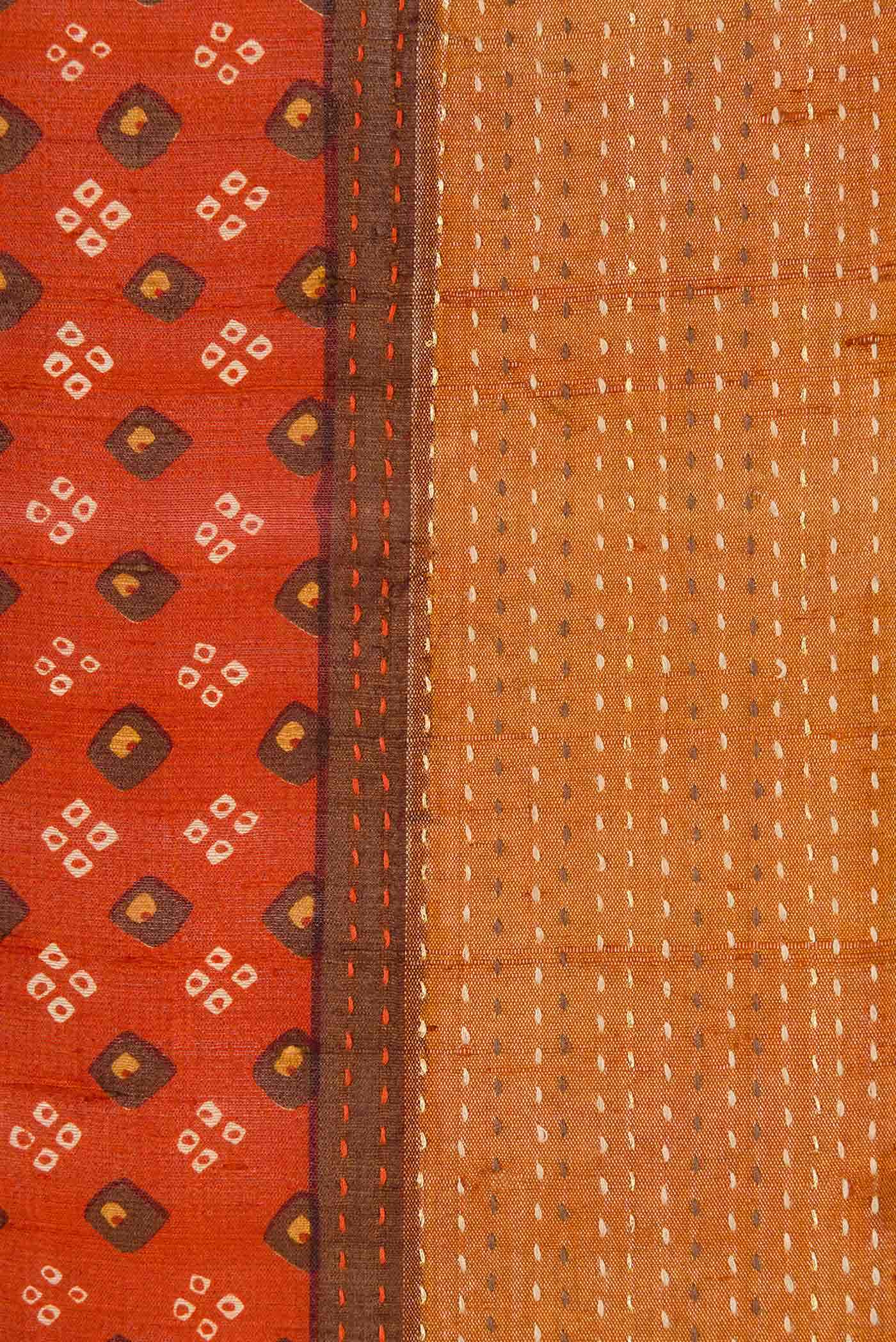 Brick Orange Tussar Silk Saree