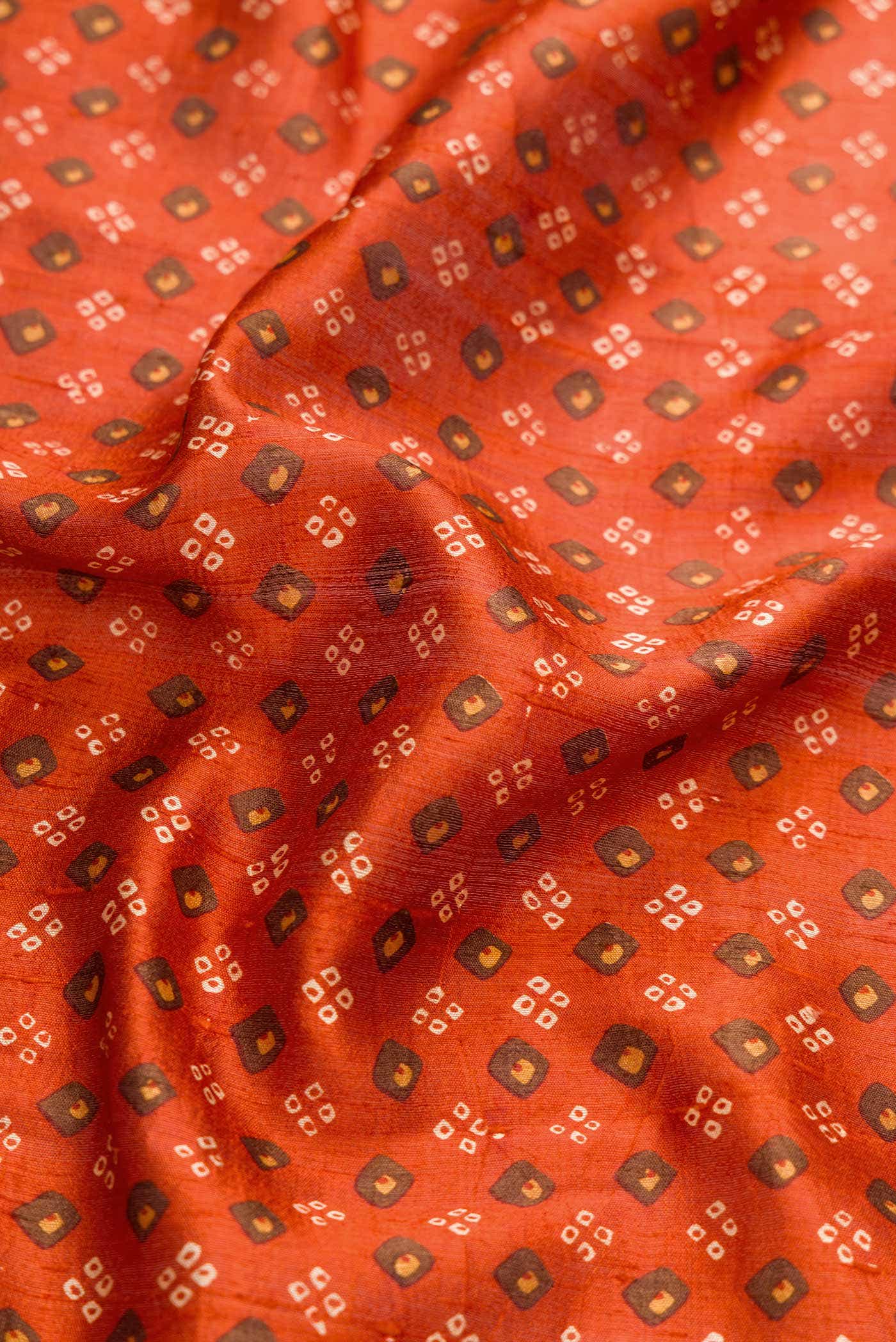 Brick Orange Tussar Silk Saree