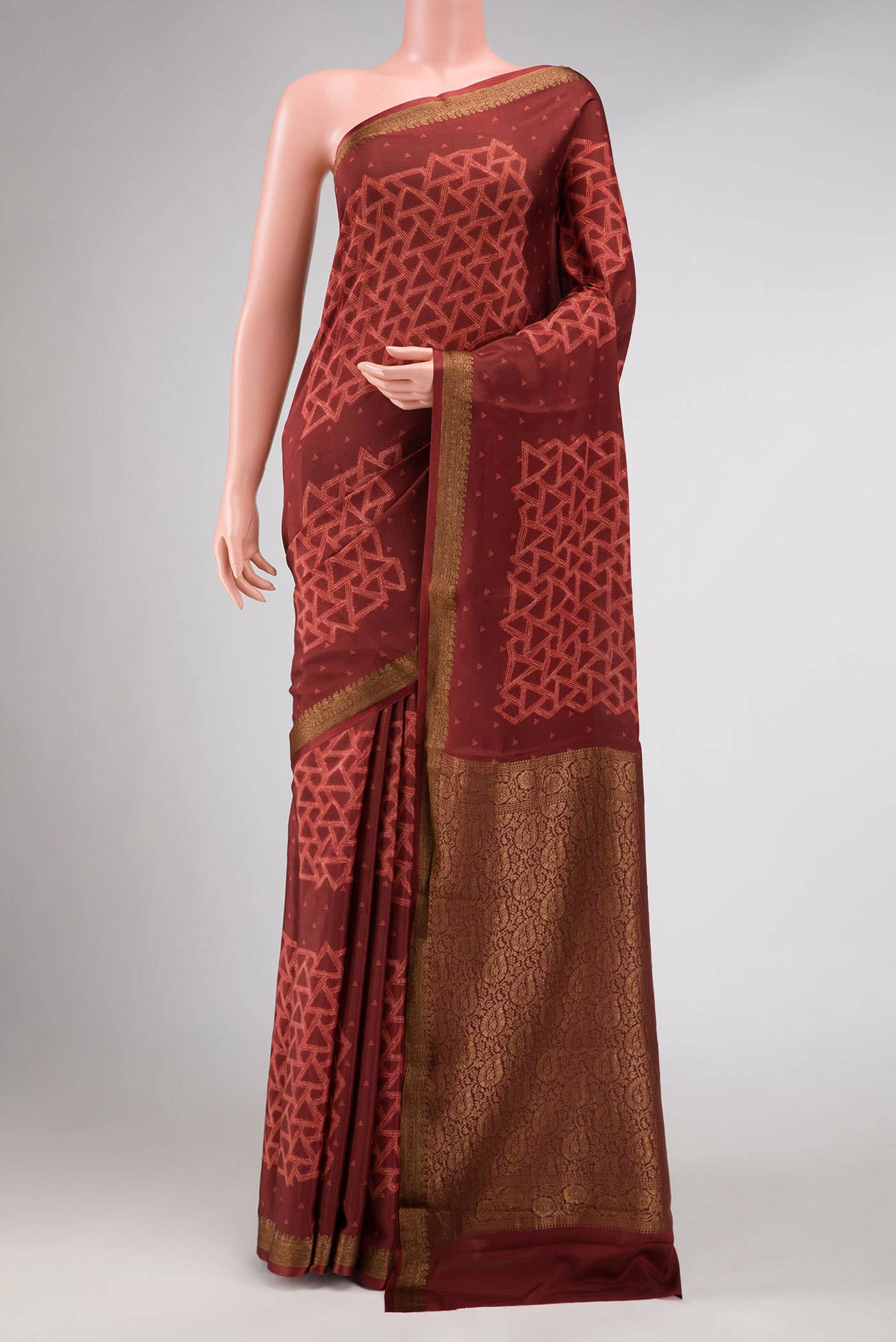 Maroon Dual Tone Mysore Crepe Saree
