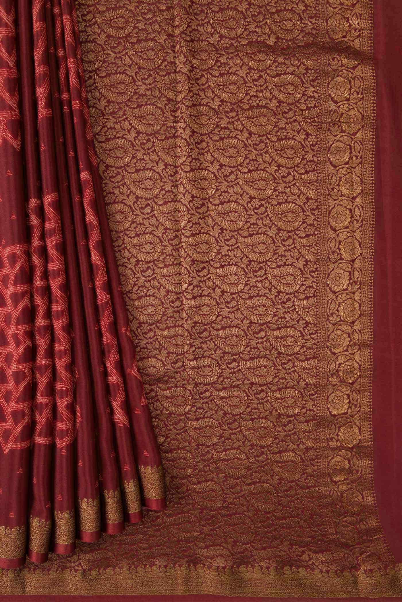 Maroon Dual Tone Mysore Crepe Saree