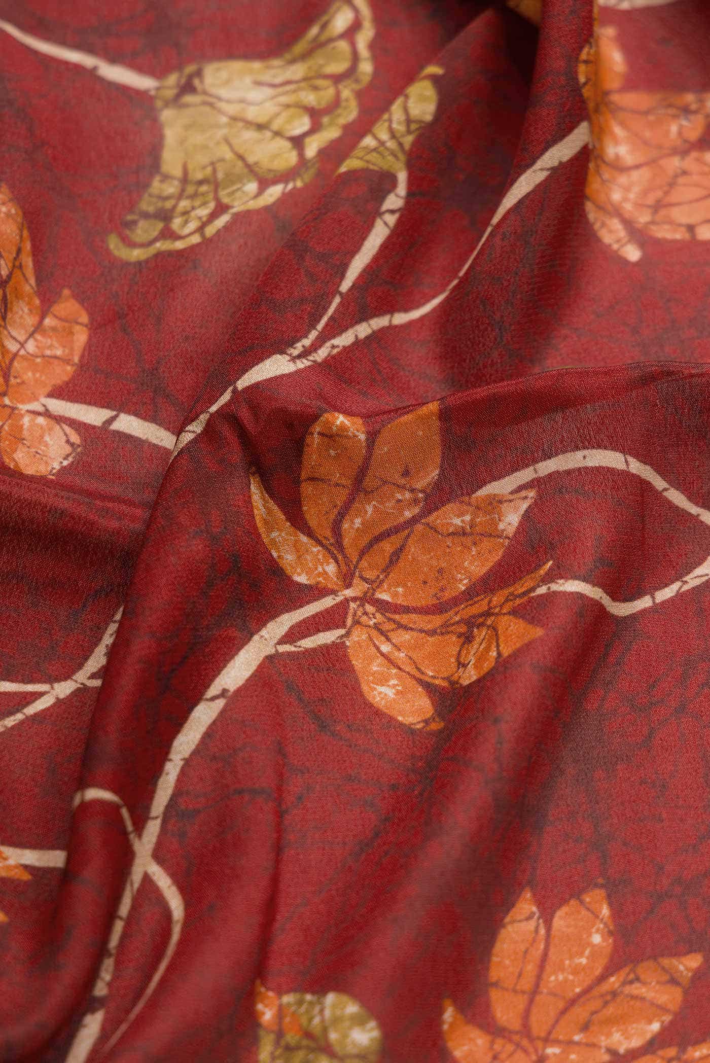 Maroon Mysore Crepe Saree