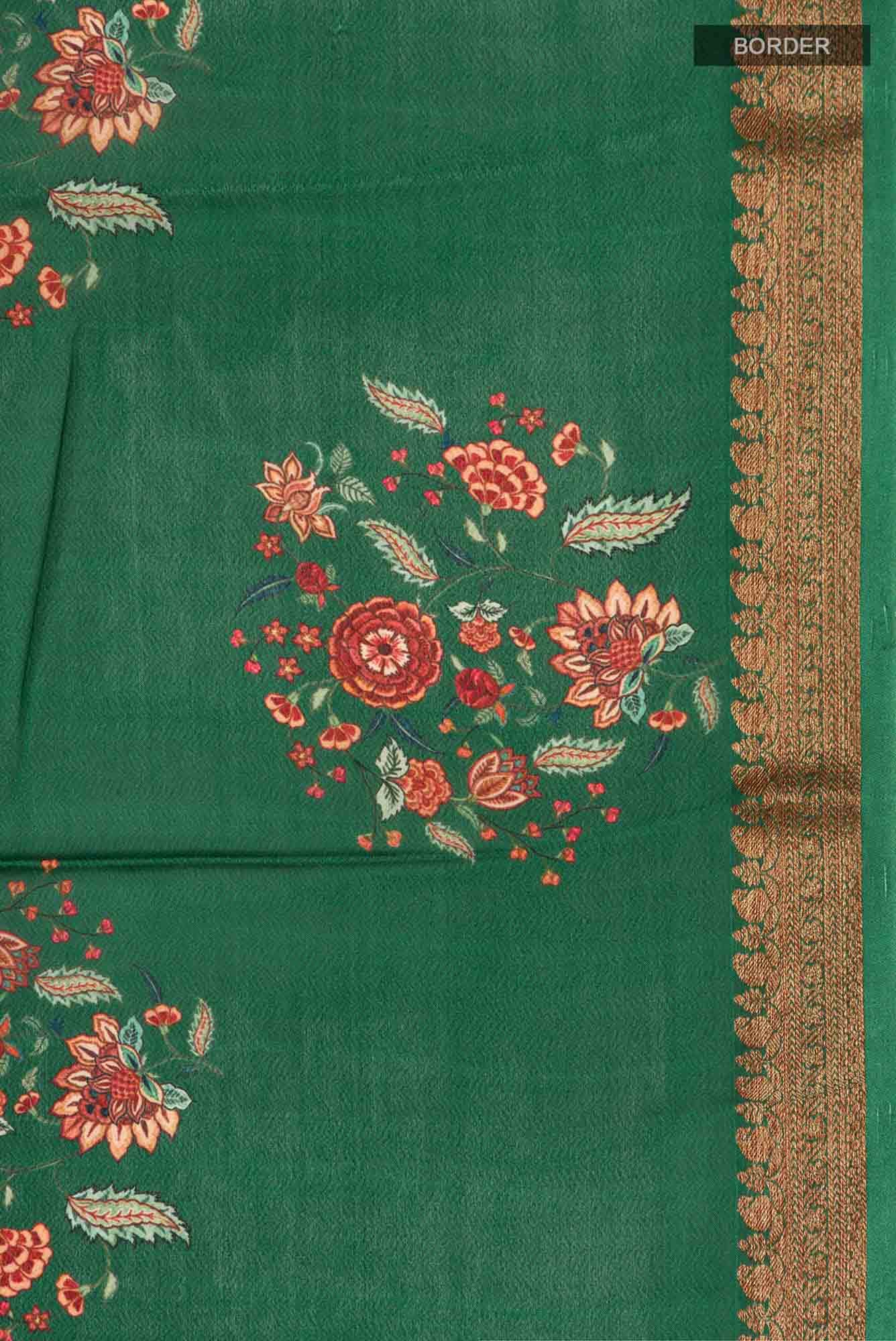 Green Crepe Saree