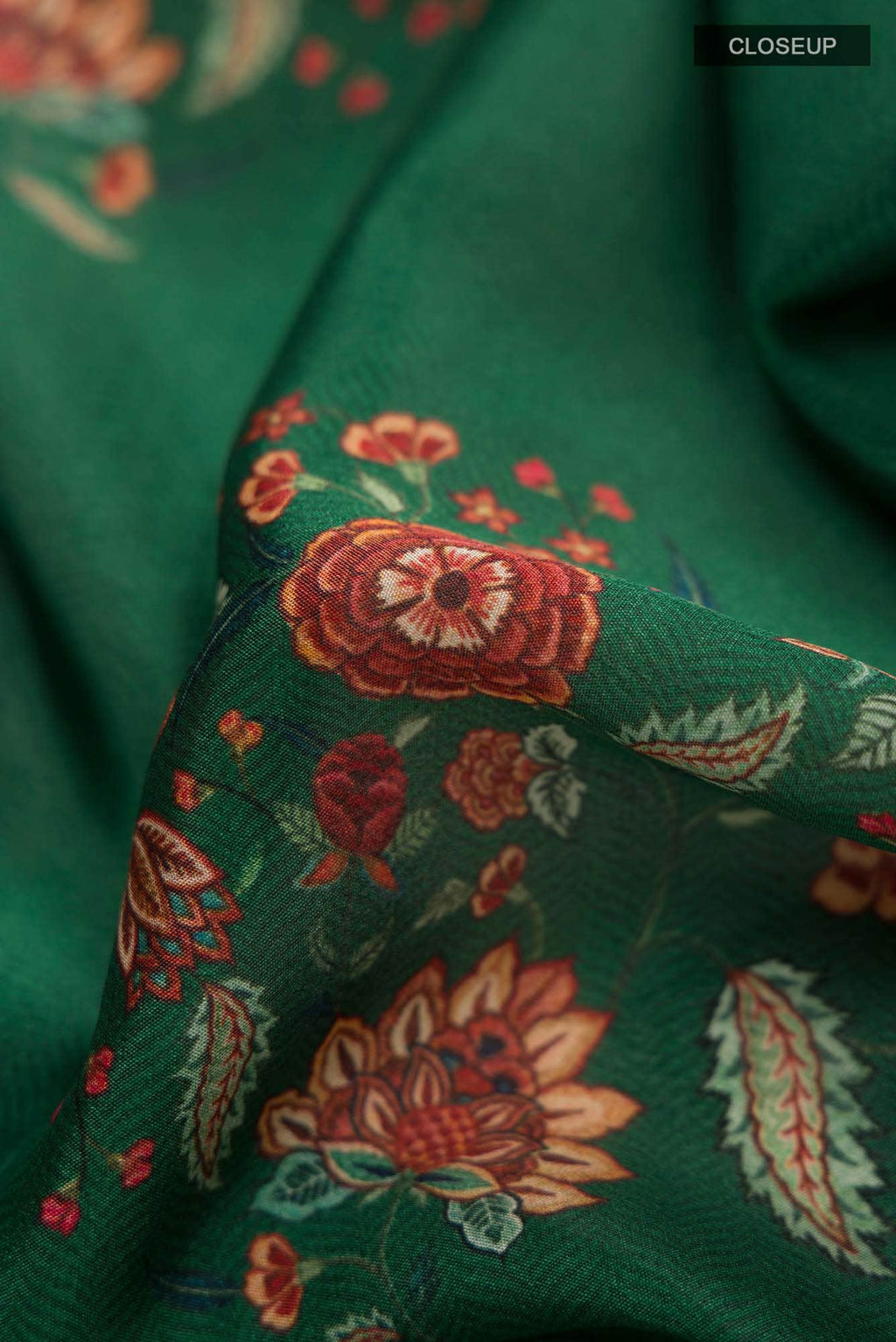 Green Crepe Saree