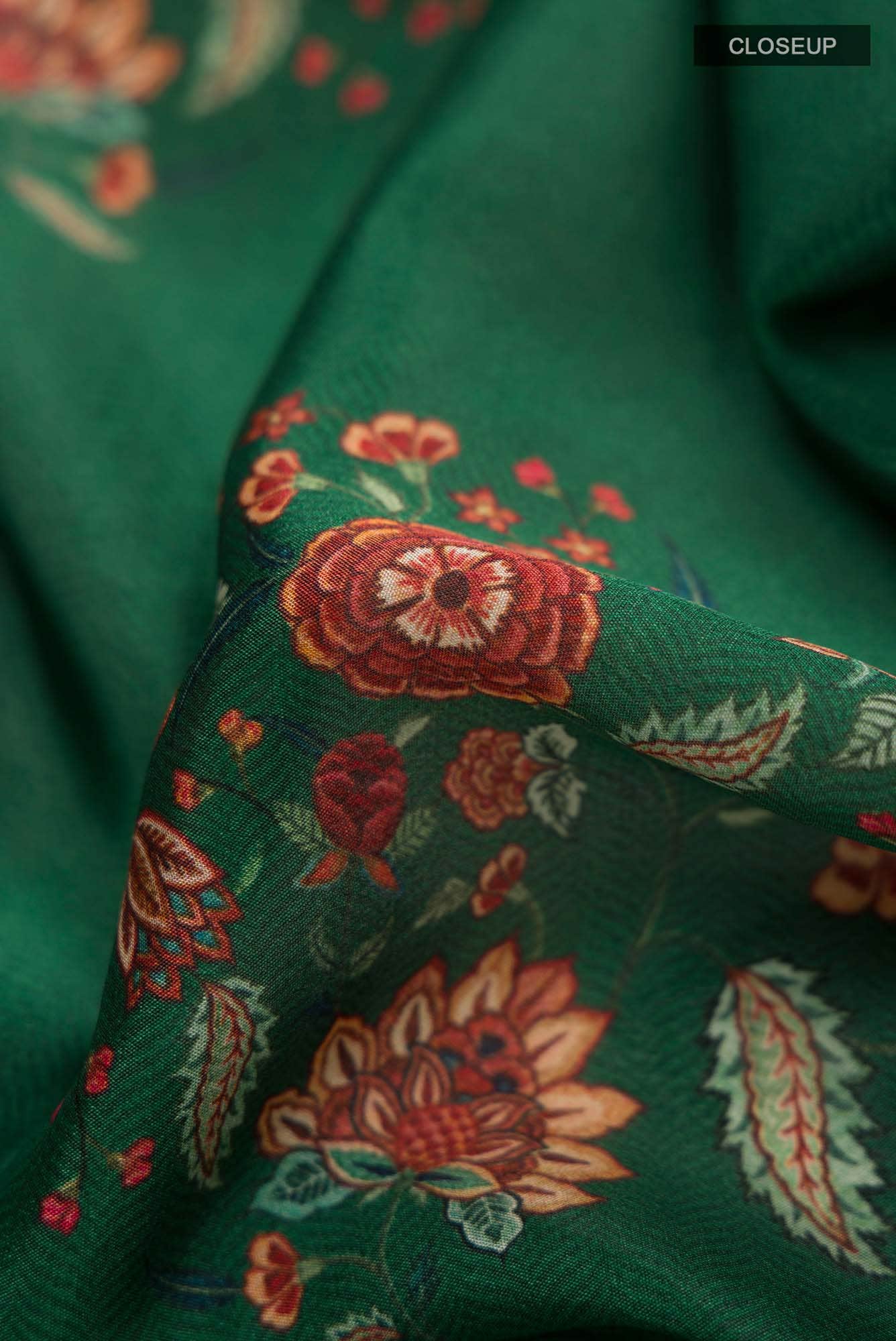 Green Crepe Saree