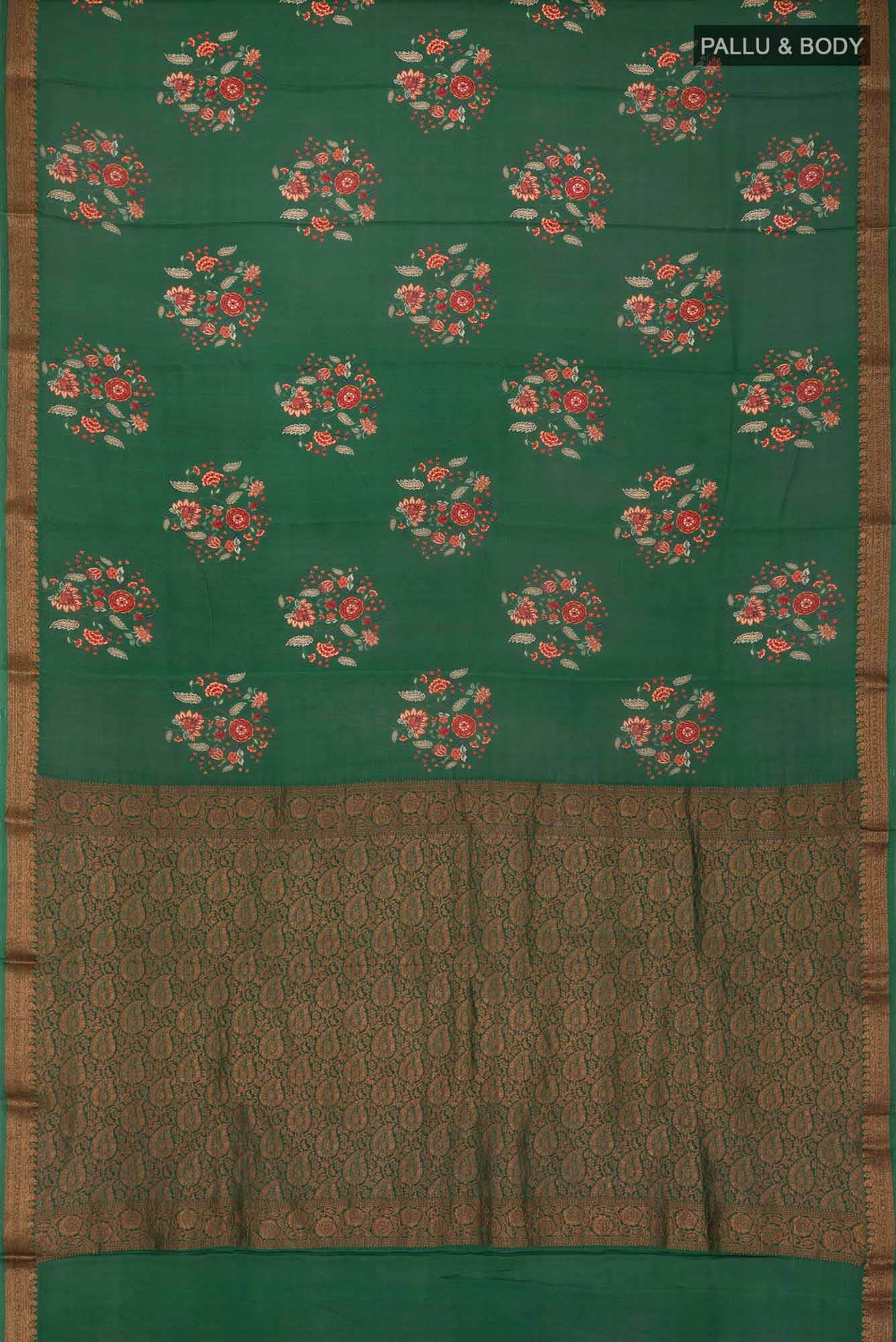 Green Crepe Saree
