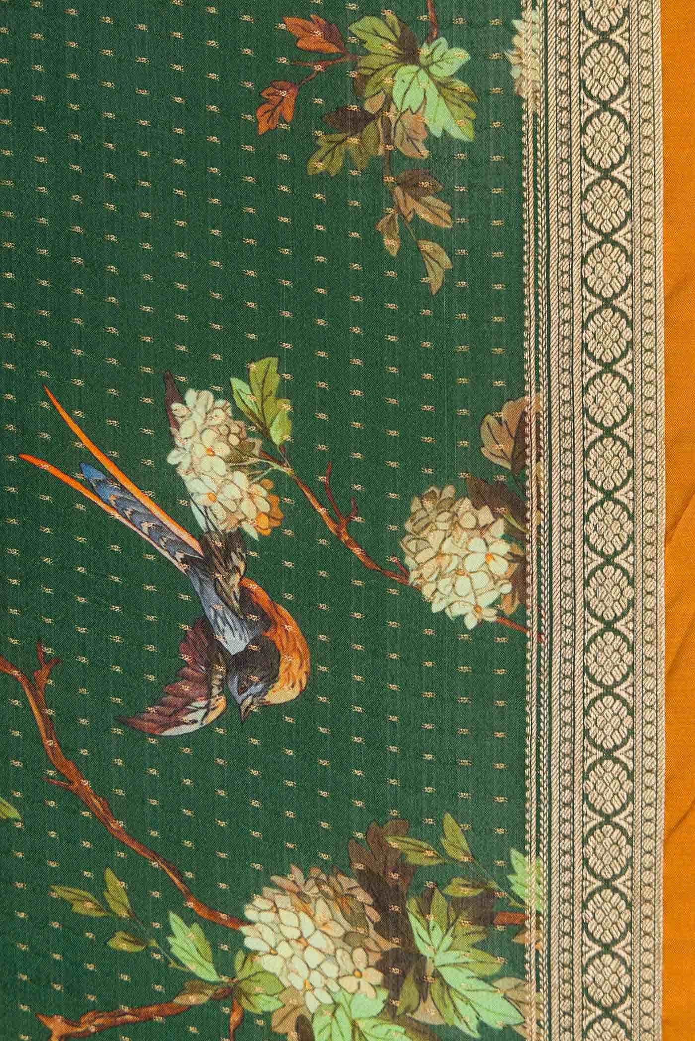 Green Mysore Crepe Saree