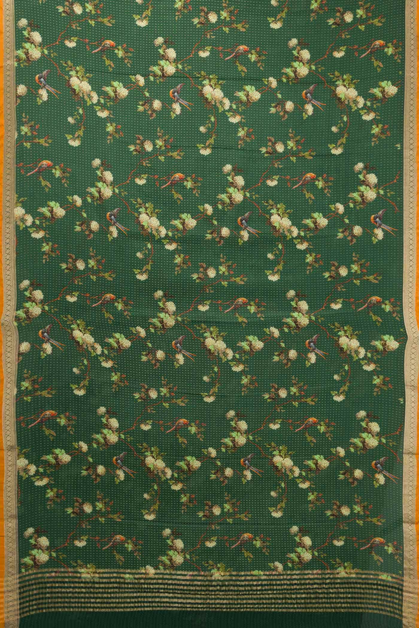 Green Mysore Crepe Saree