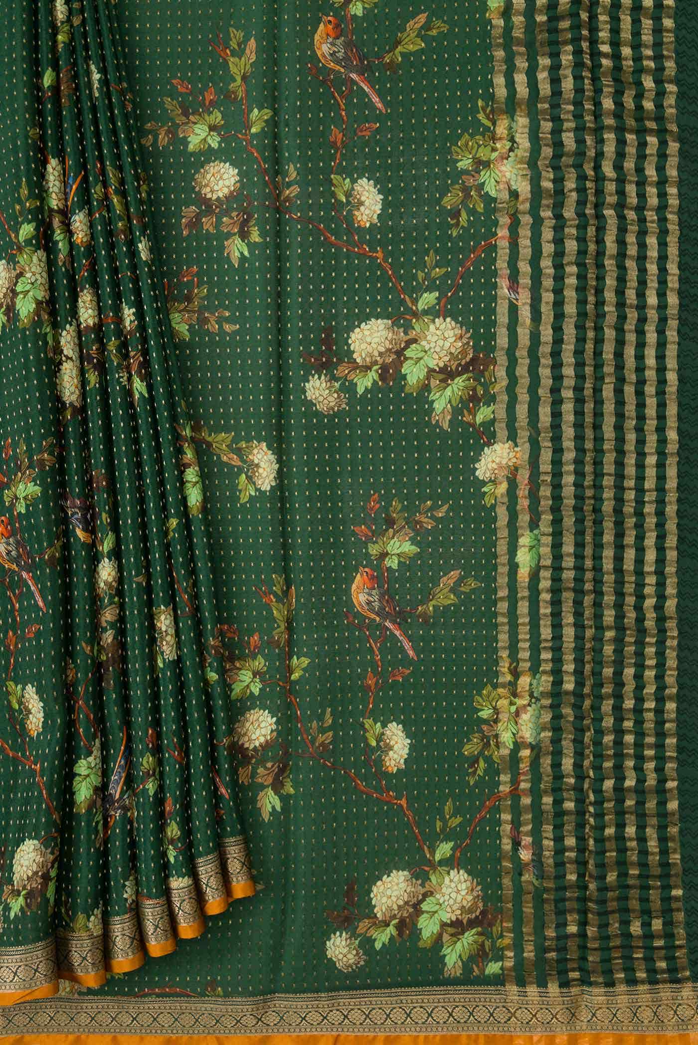 Green Mysore Crepe Saree