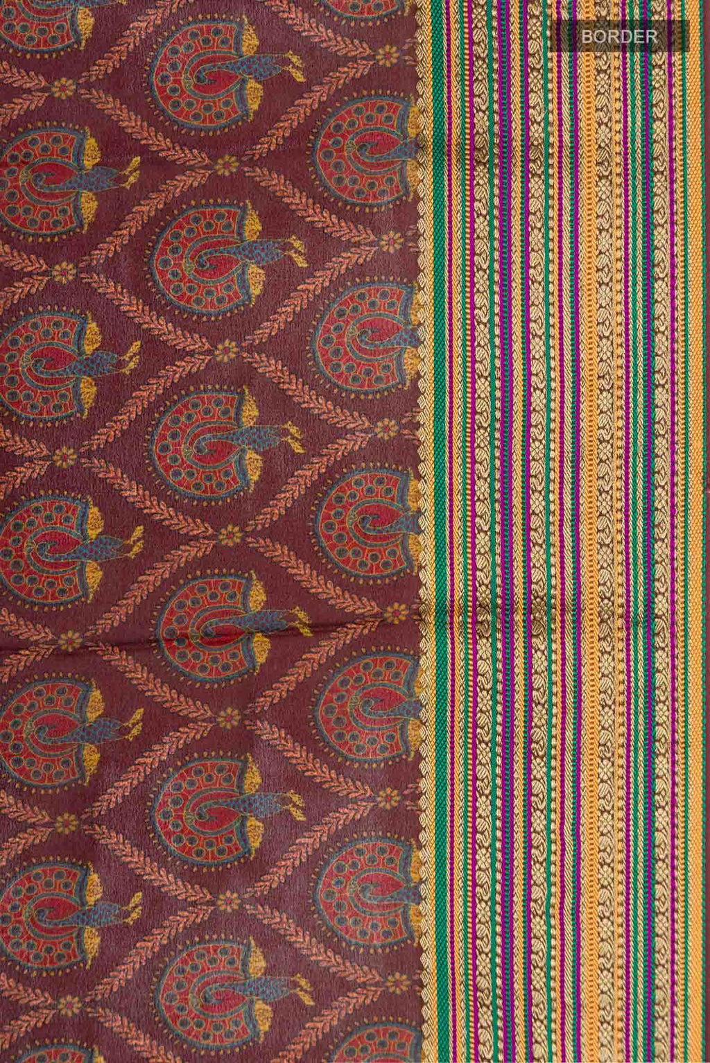Brown Mysore Crepe Saree