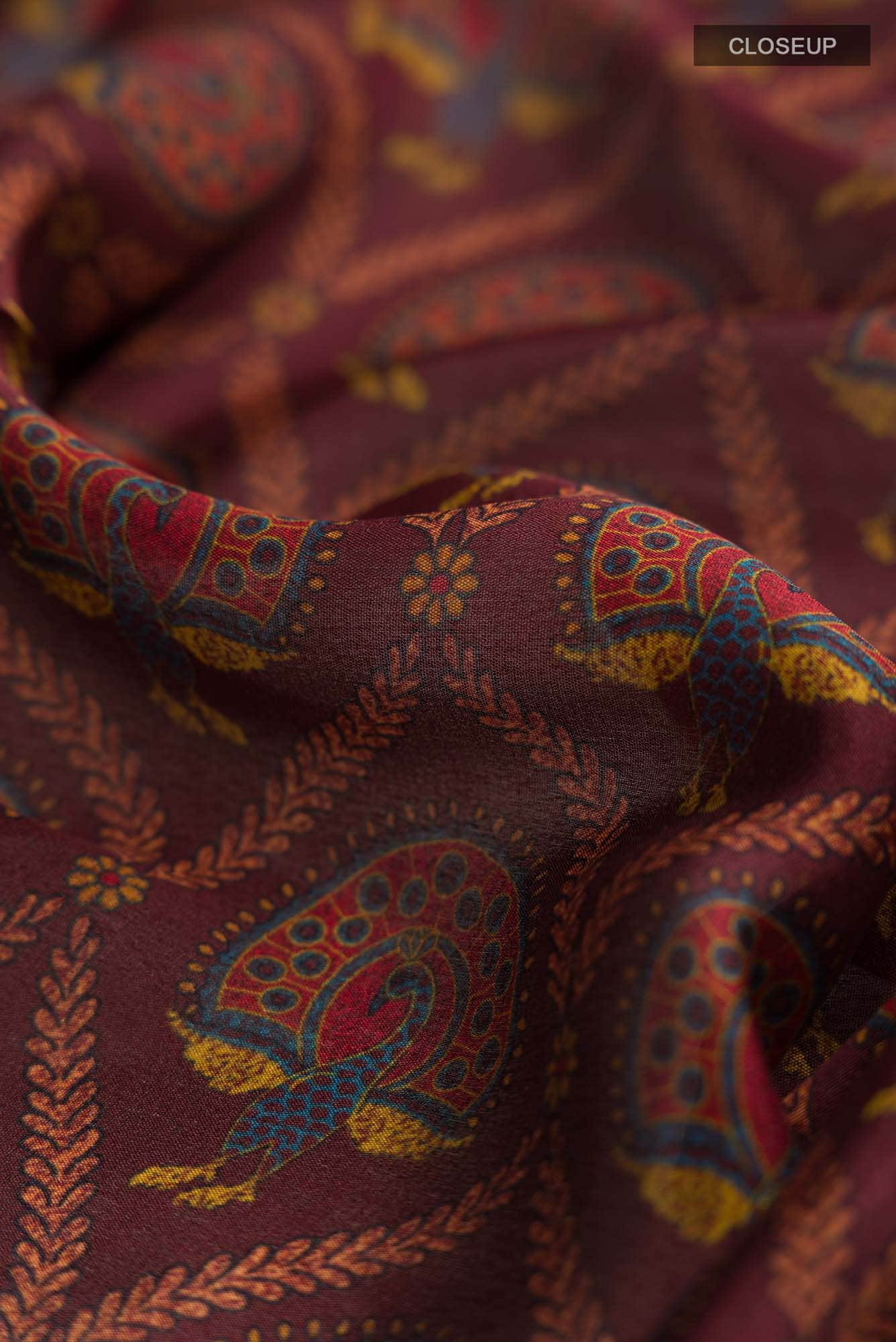 Brown Mysore Crepe Saree