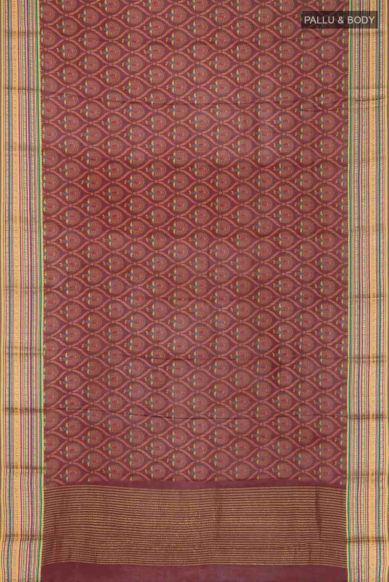 Brown Mysore Crepe Saree