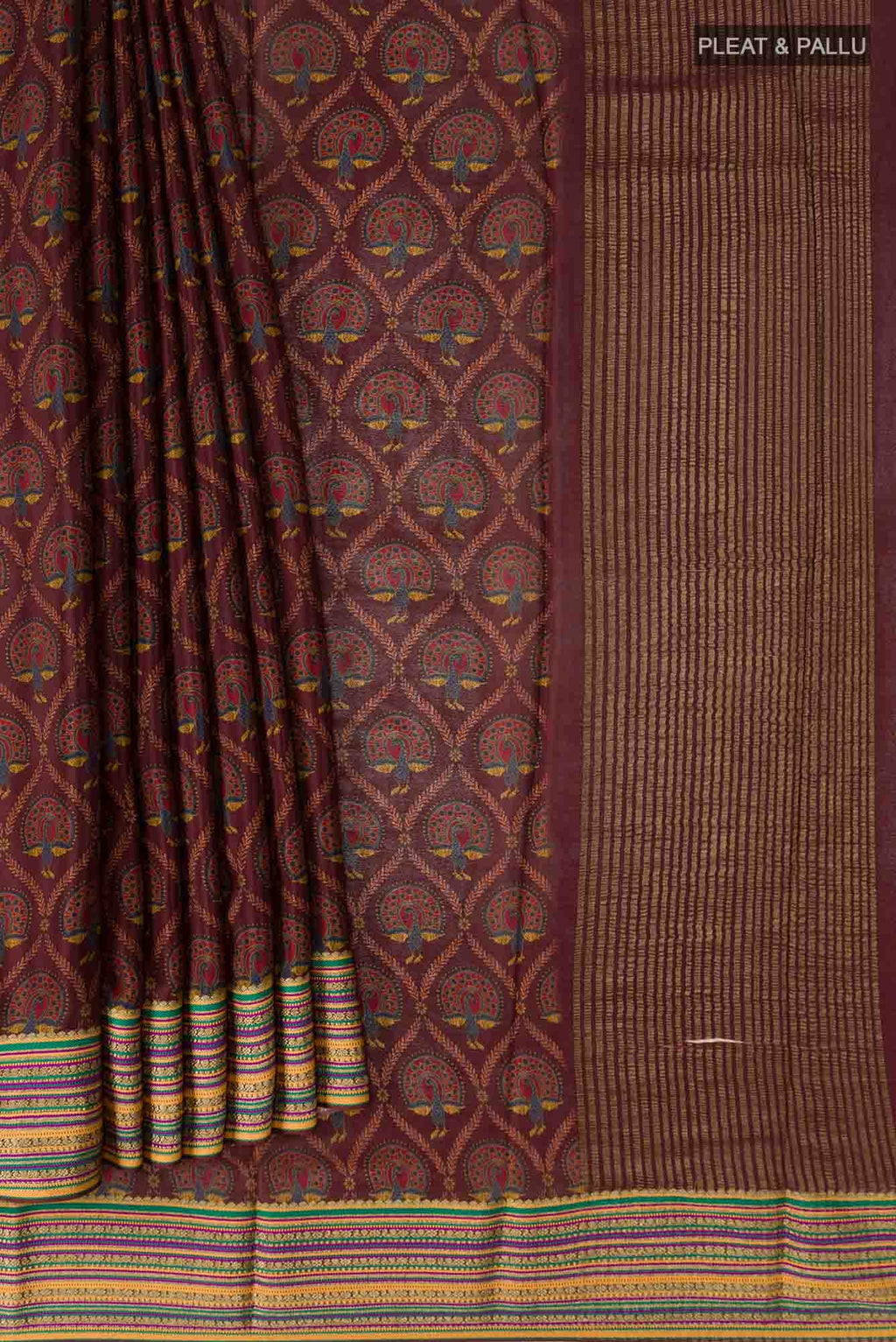 Brown Mysore Crepe Saree