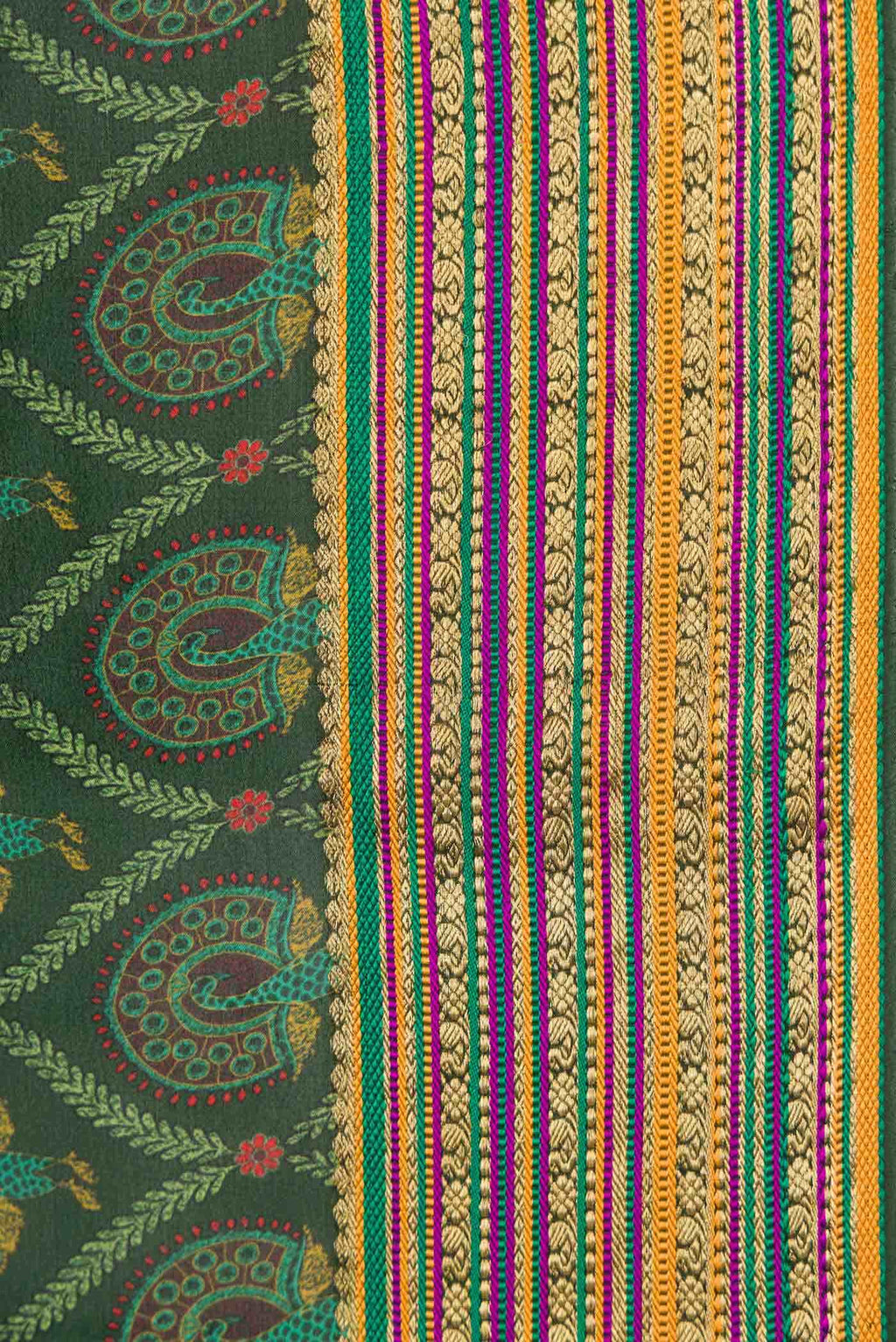 Green Dual Tone Mysore Crepe Saree