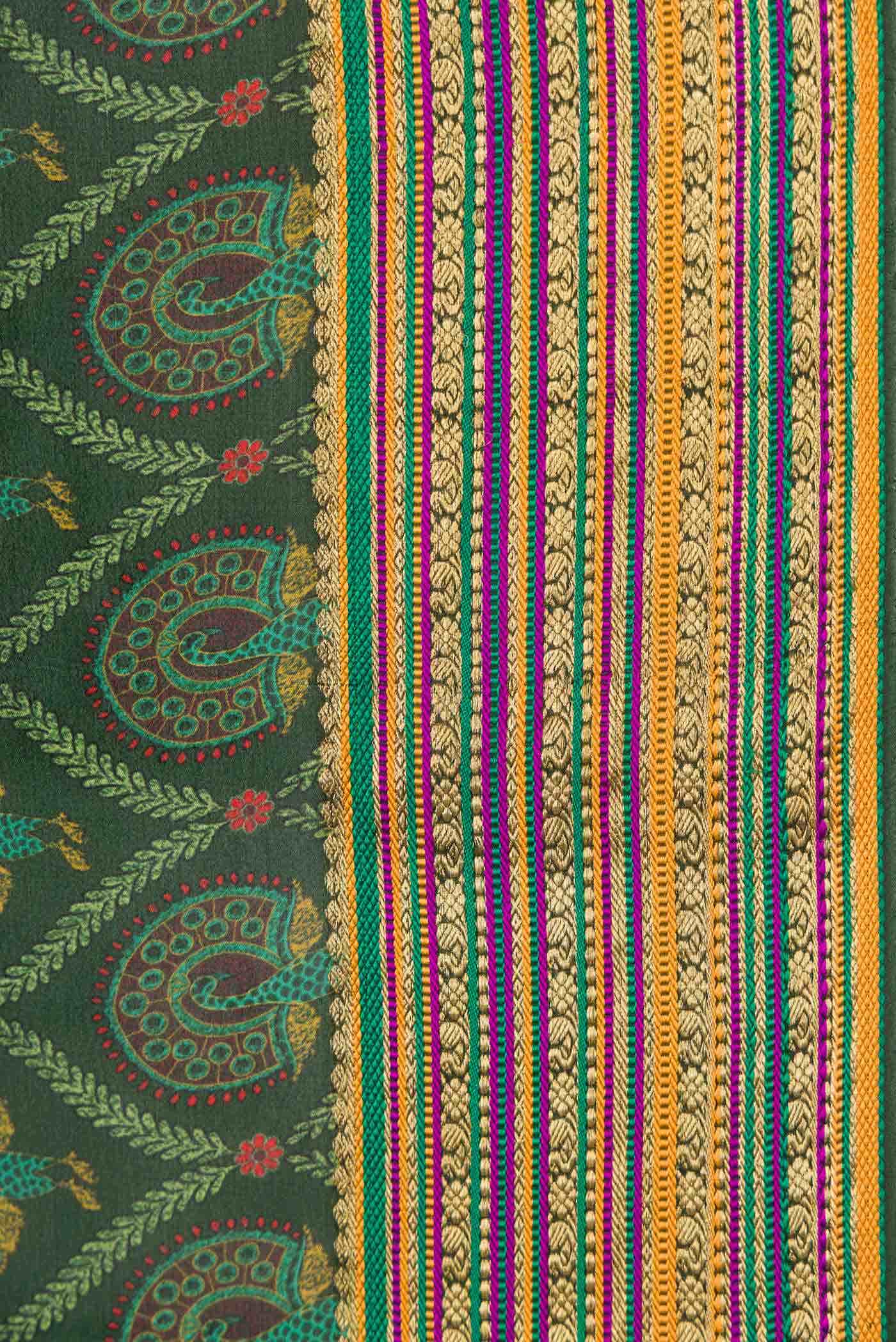 Green Dual Tone Mysore Crepe Saree