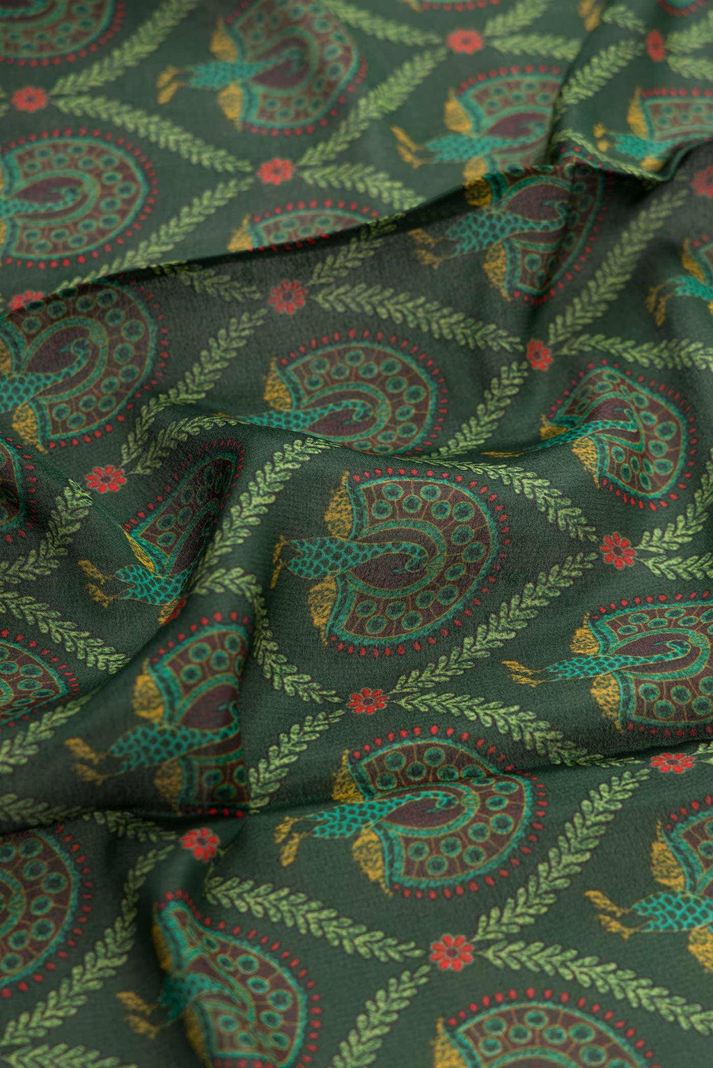 Green Dual Tone Mysore Crepe Saree