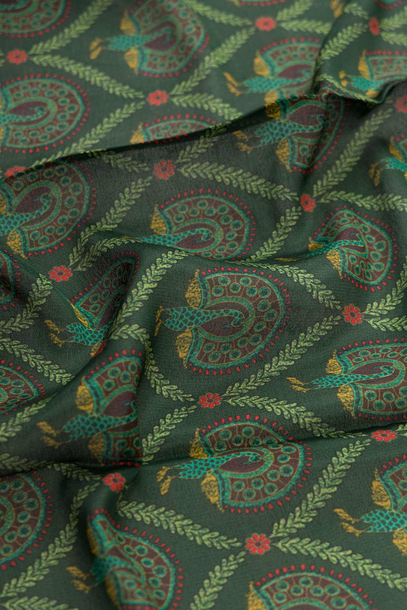 Green Dual Tone Mysore Crepe Saree