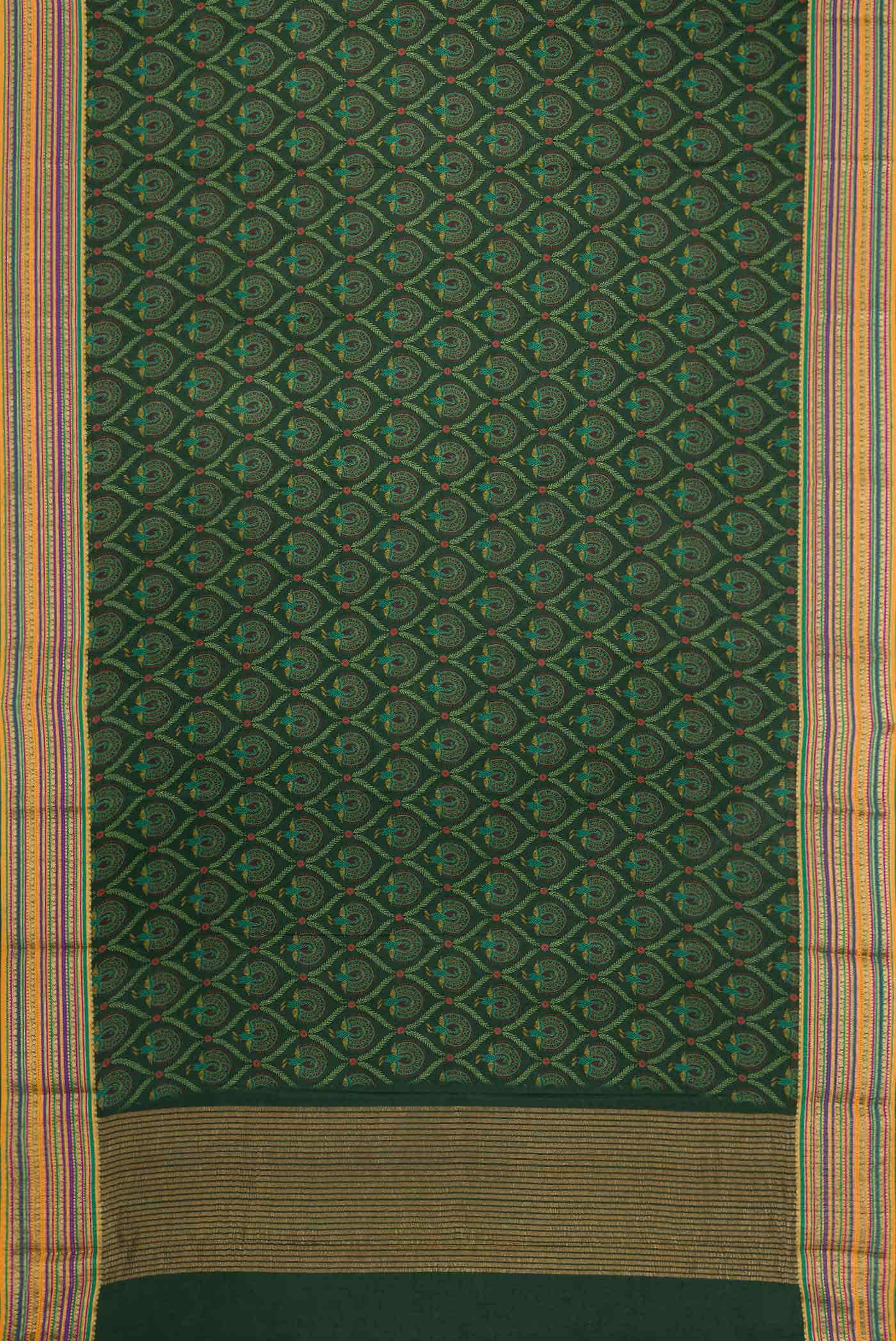 Green Dual Tone Mysore Crepe Saree