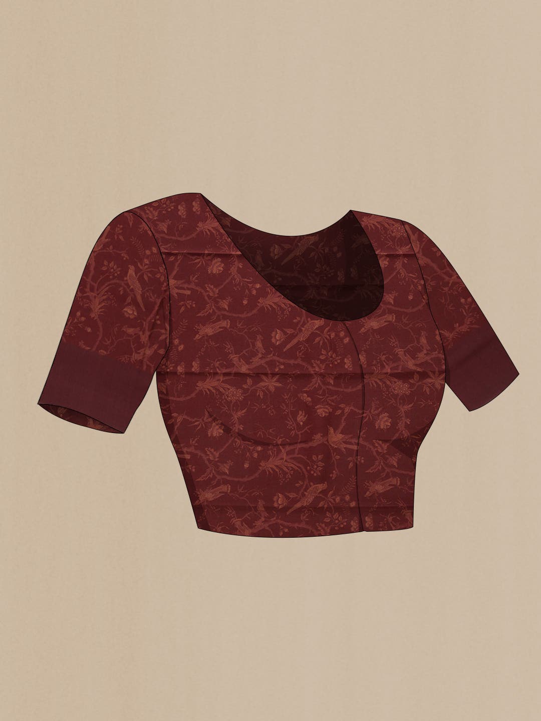 Maroon Mysore Crepe Saree