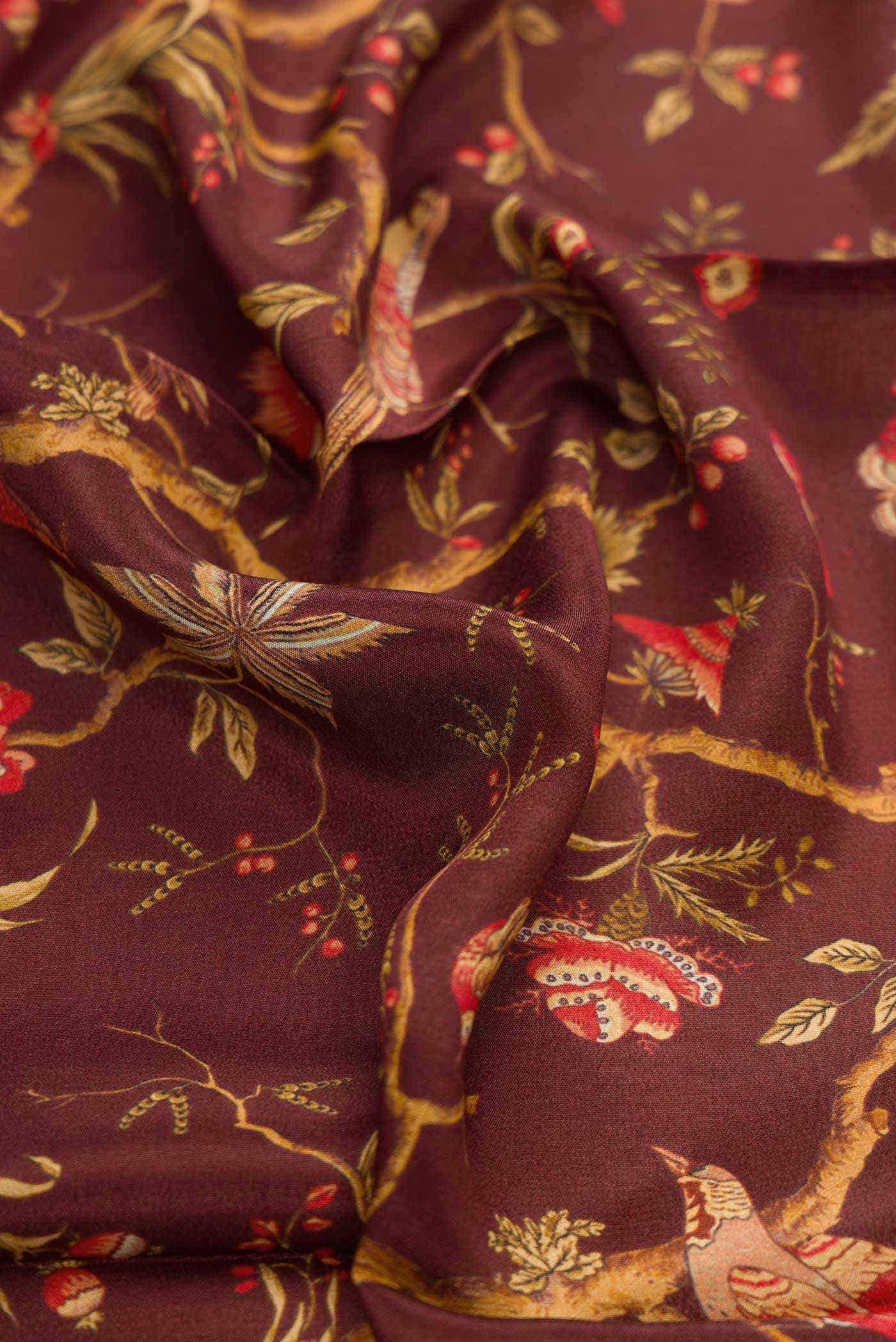 Maroon Mysore Crepe Saree