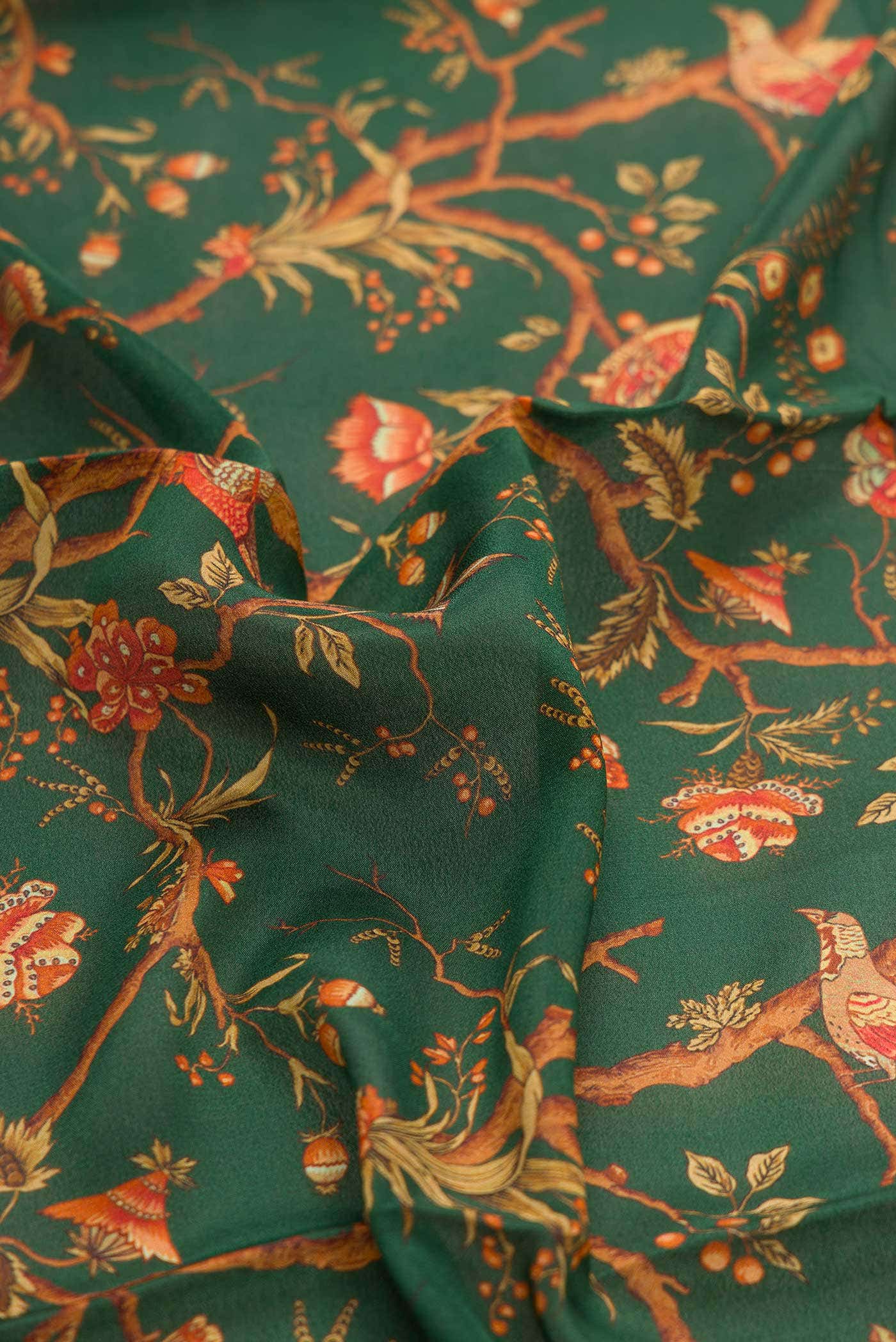 Green Mysore Crepe Saree