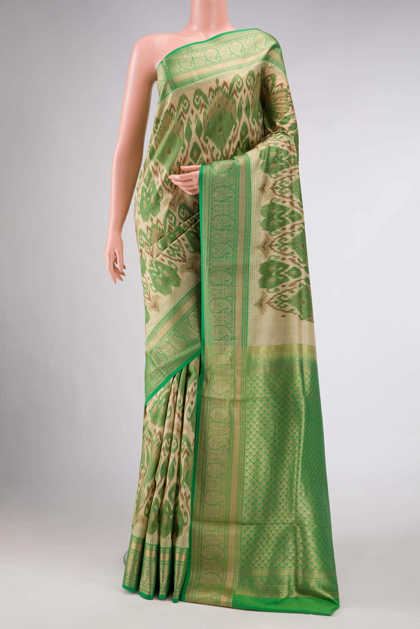 Beige Kanchipuram Silk Saree