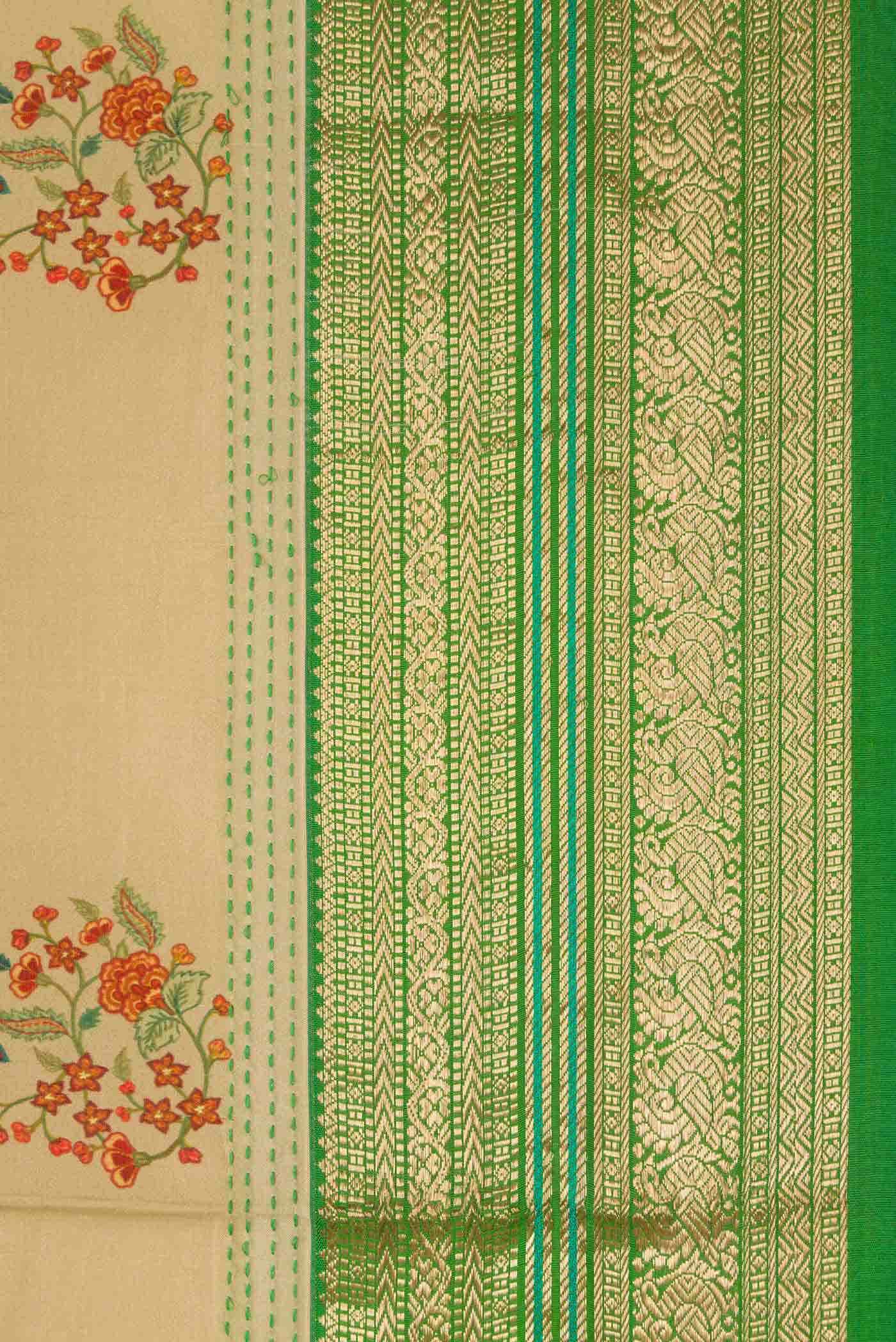 Beige Kanchipuram Silk Saree