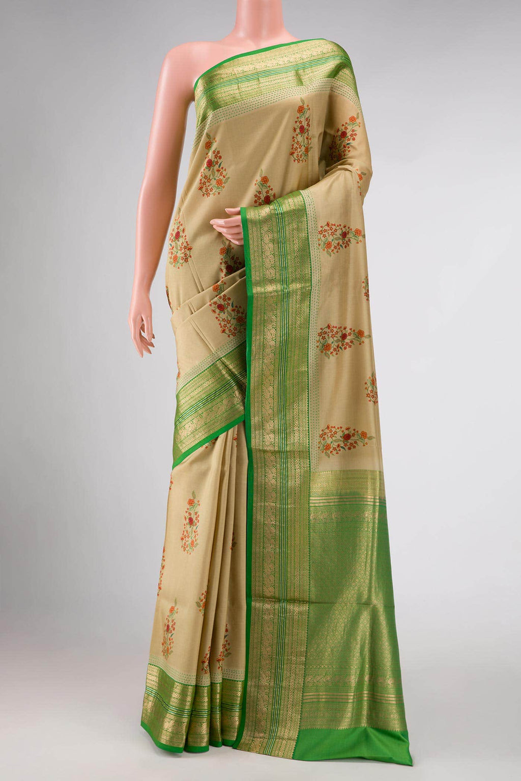 Beige Kanchipuram Silk Saree