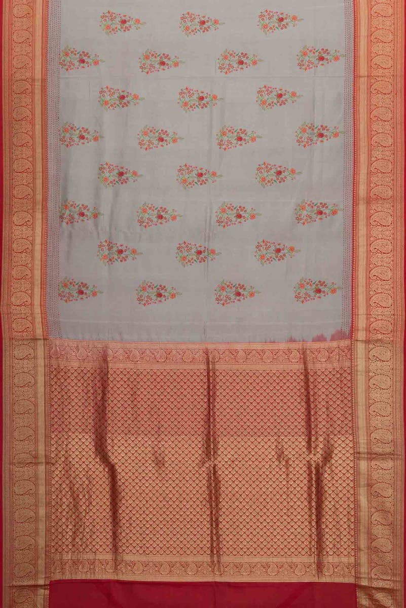 Grey Dual Tone Kanchipuram Silk Saree