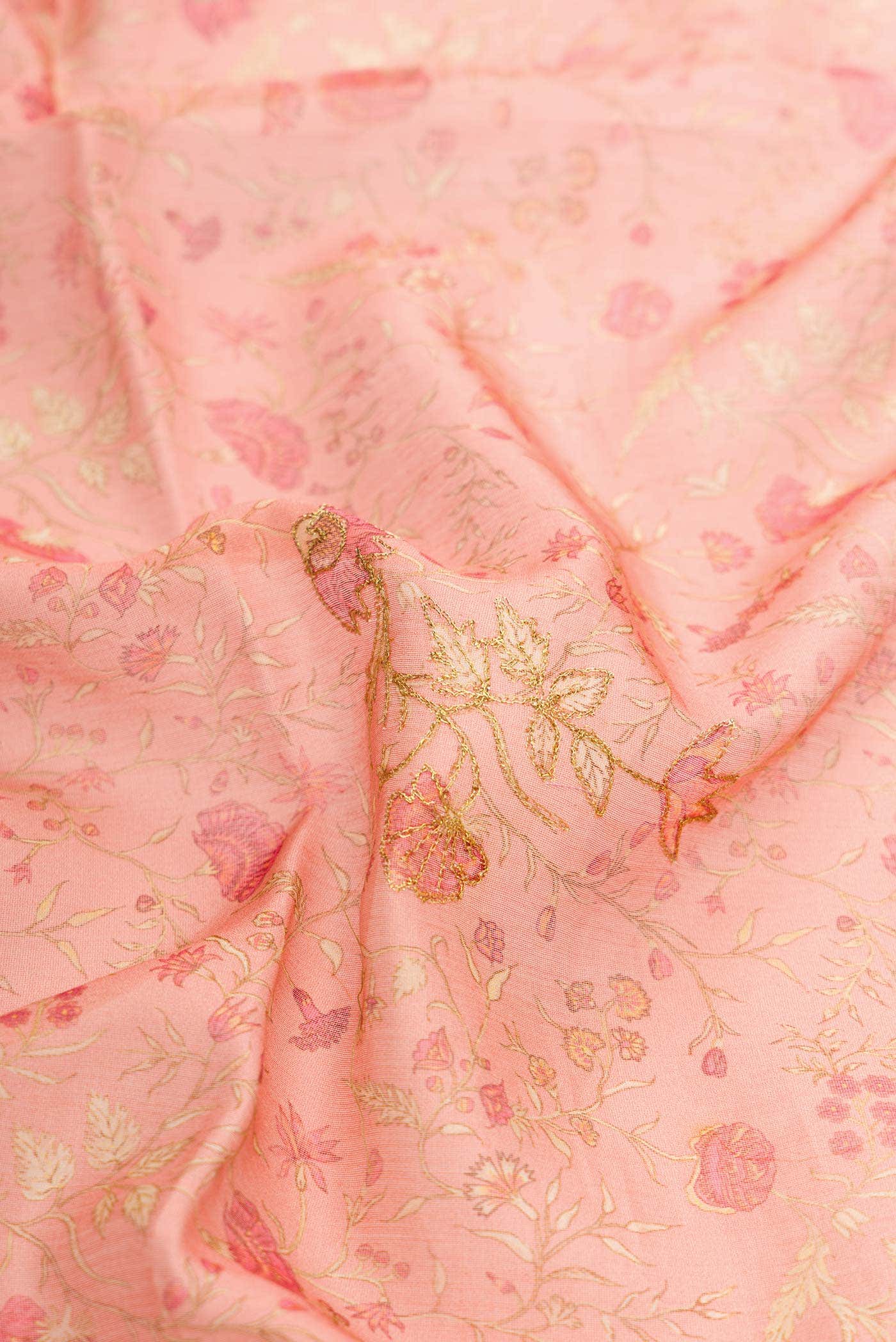 Peach Chanderi Silk Saree