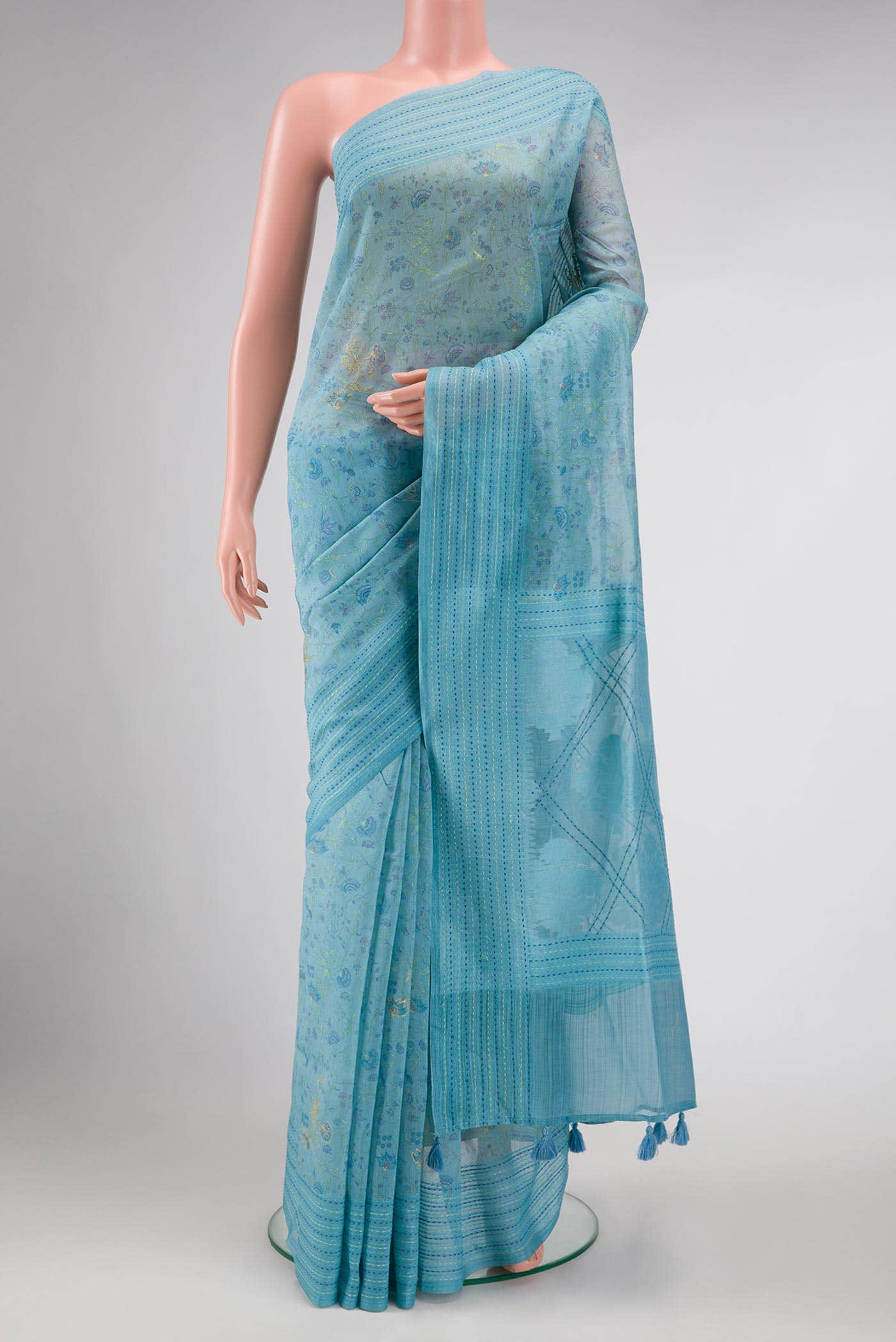 Light Blue Chanderi Silk Saree