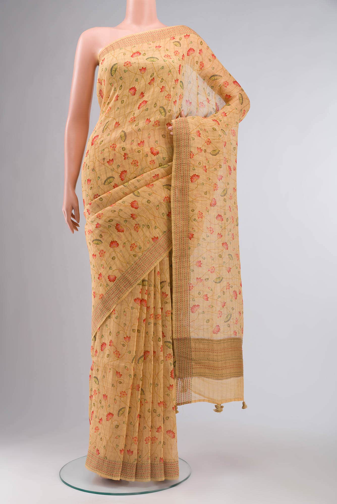 Yellow Linen Saree