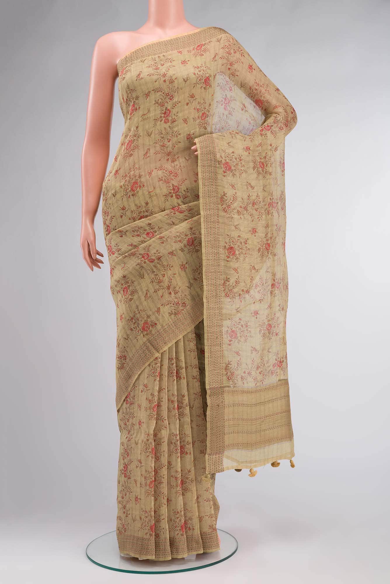 Sandal Linen Saree