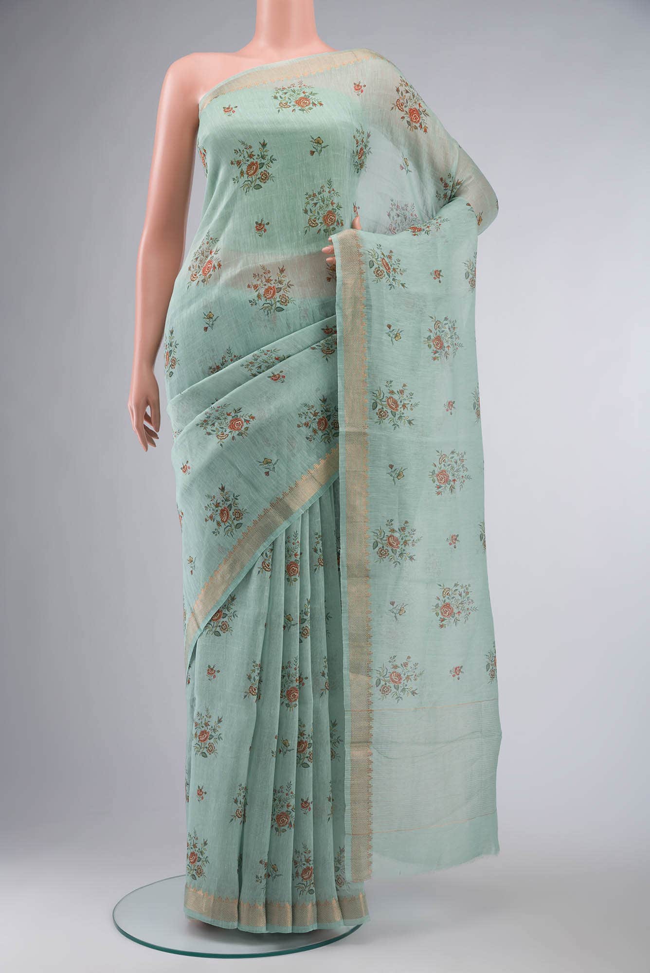 Light Blue Linen Saree