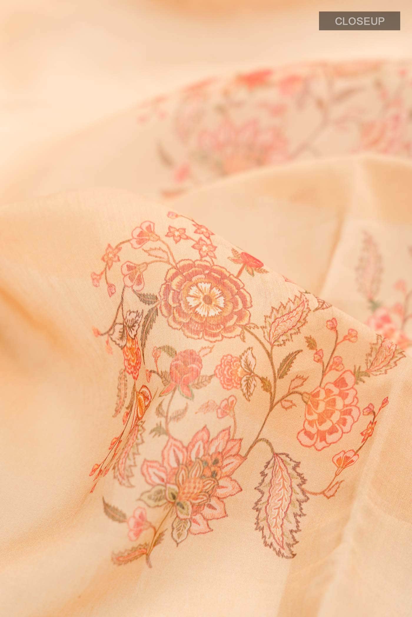 Peach Tussar Silk Saree