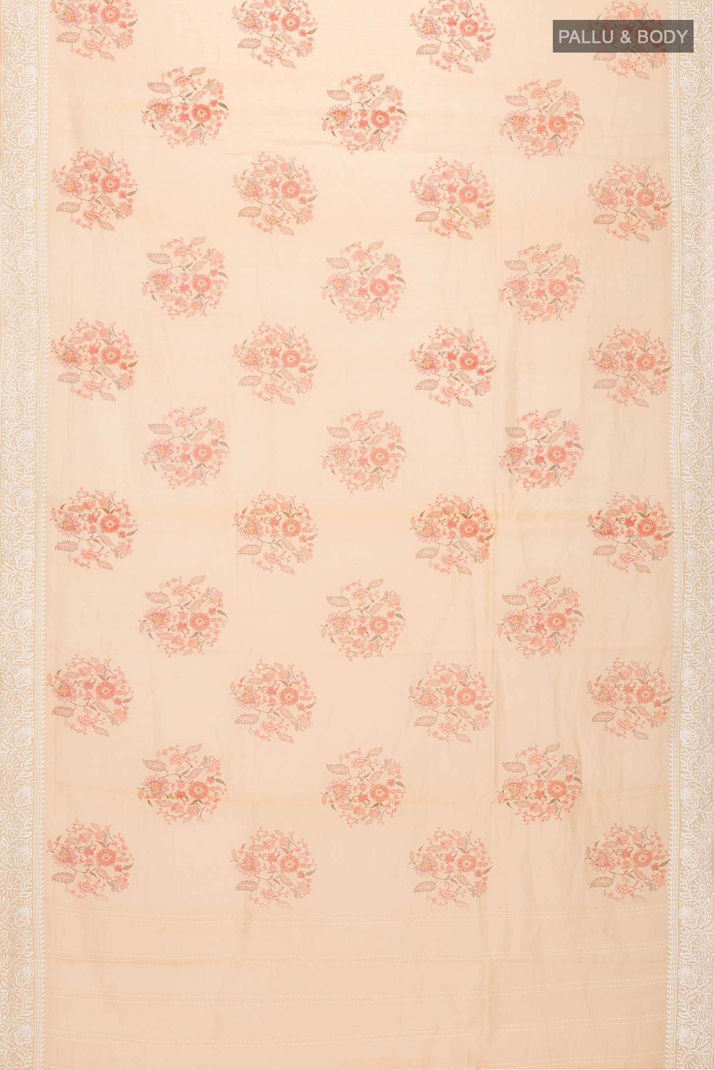 Peach Tussar Silk Saree