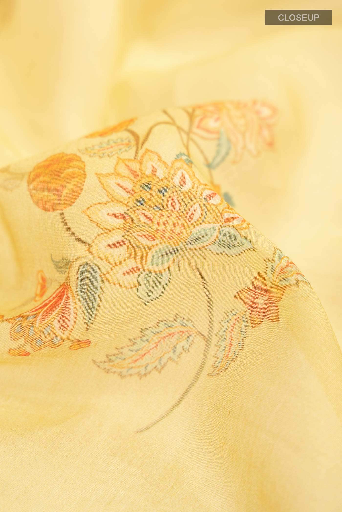 Beige Silk Cotton Saree