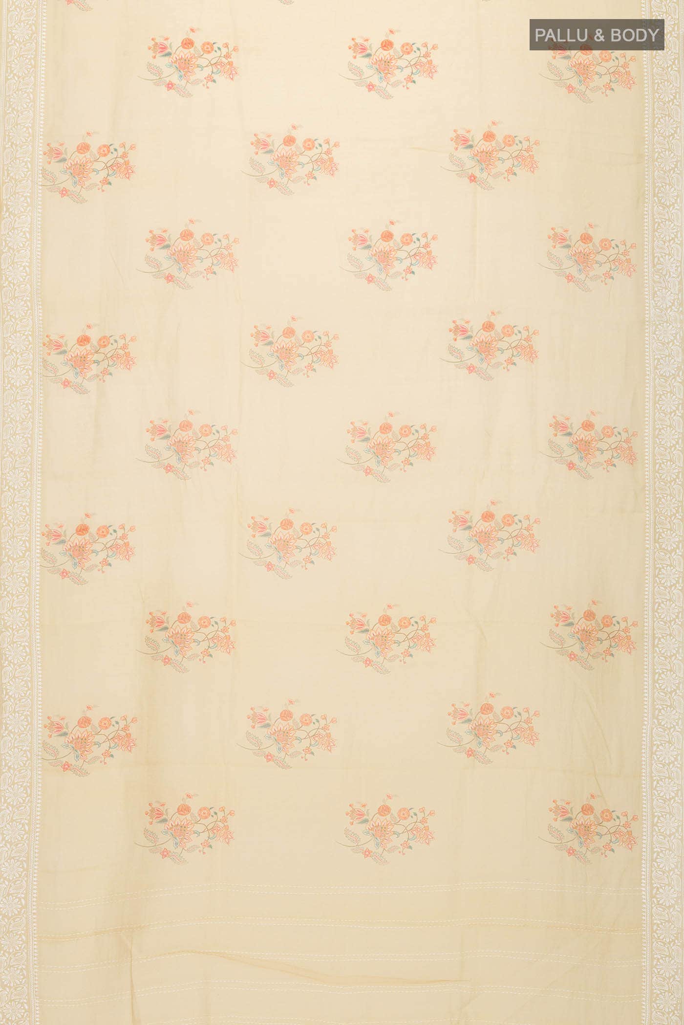 Beige Silk Cotton Saree