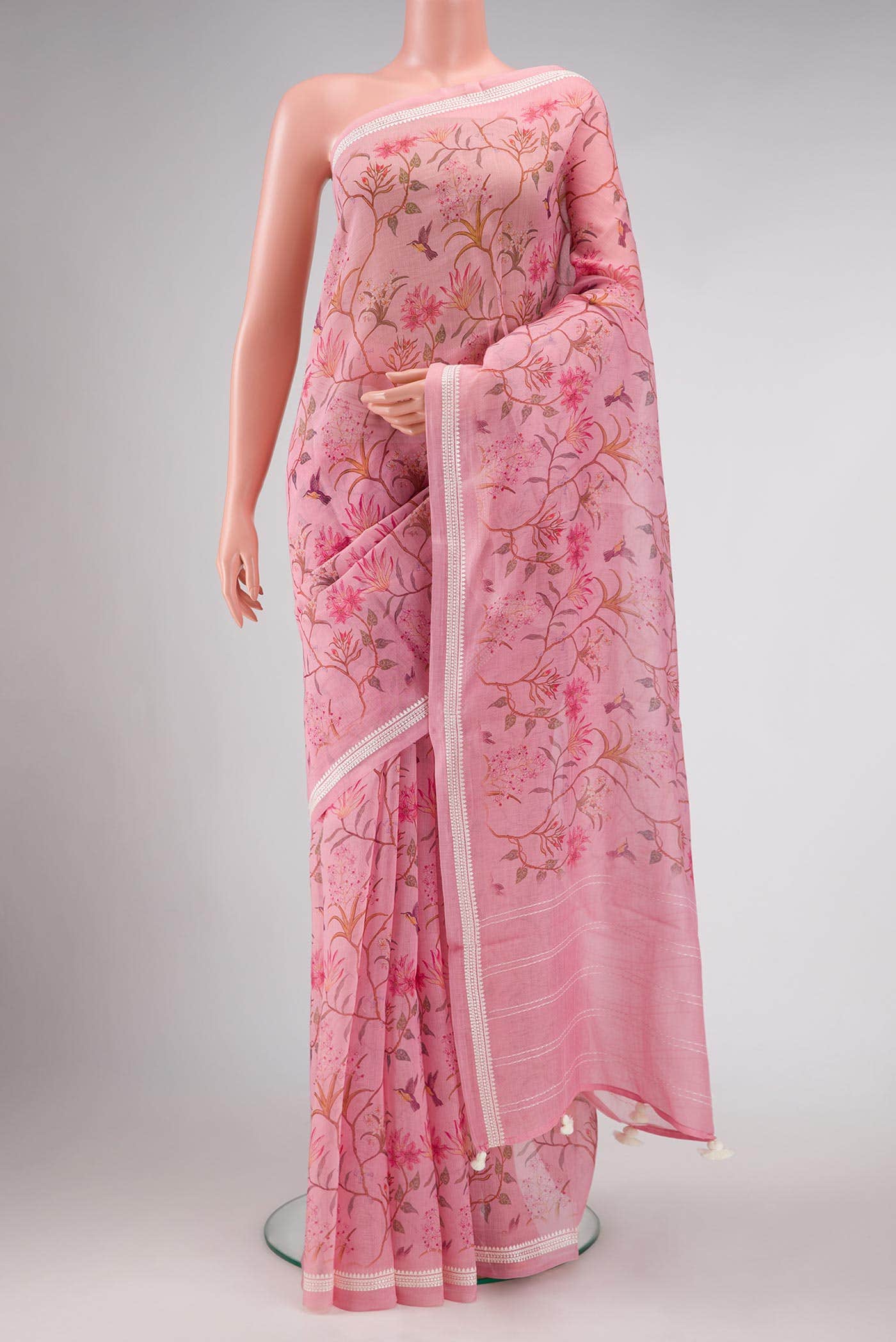 Pink Chanderi Silk Saree