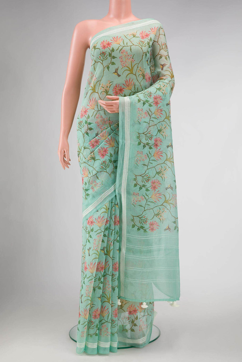 Light Blue Tussar Silk Saree