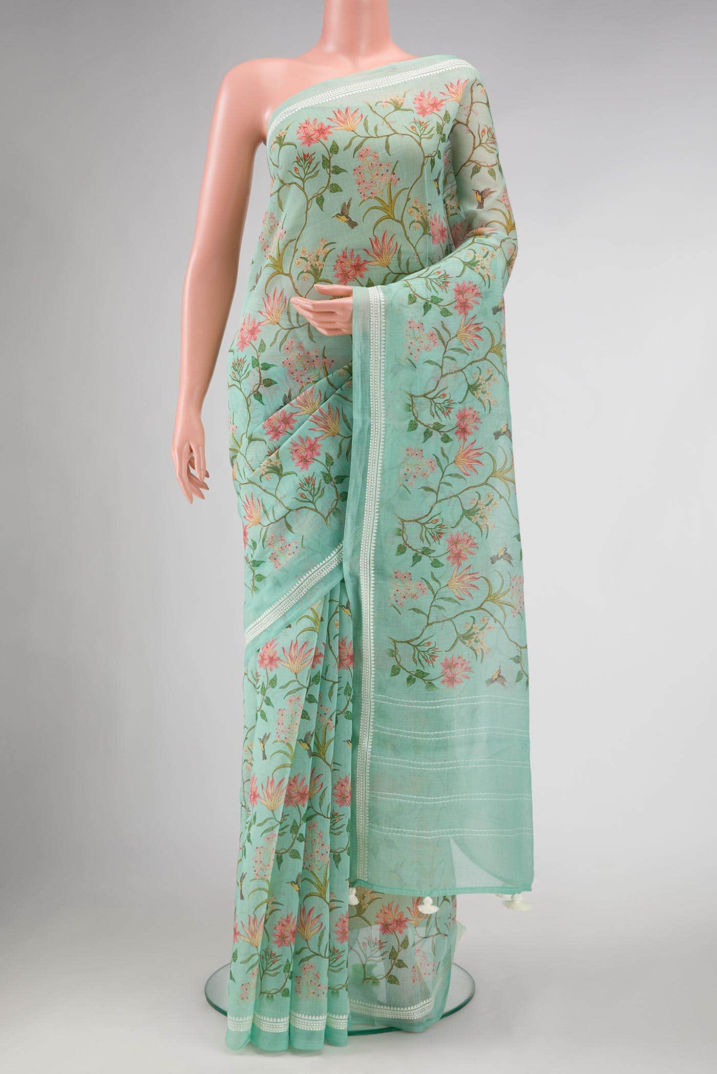 Light Blue Tussar Silk Saree