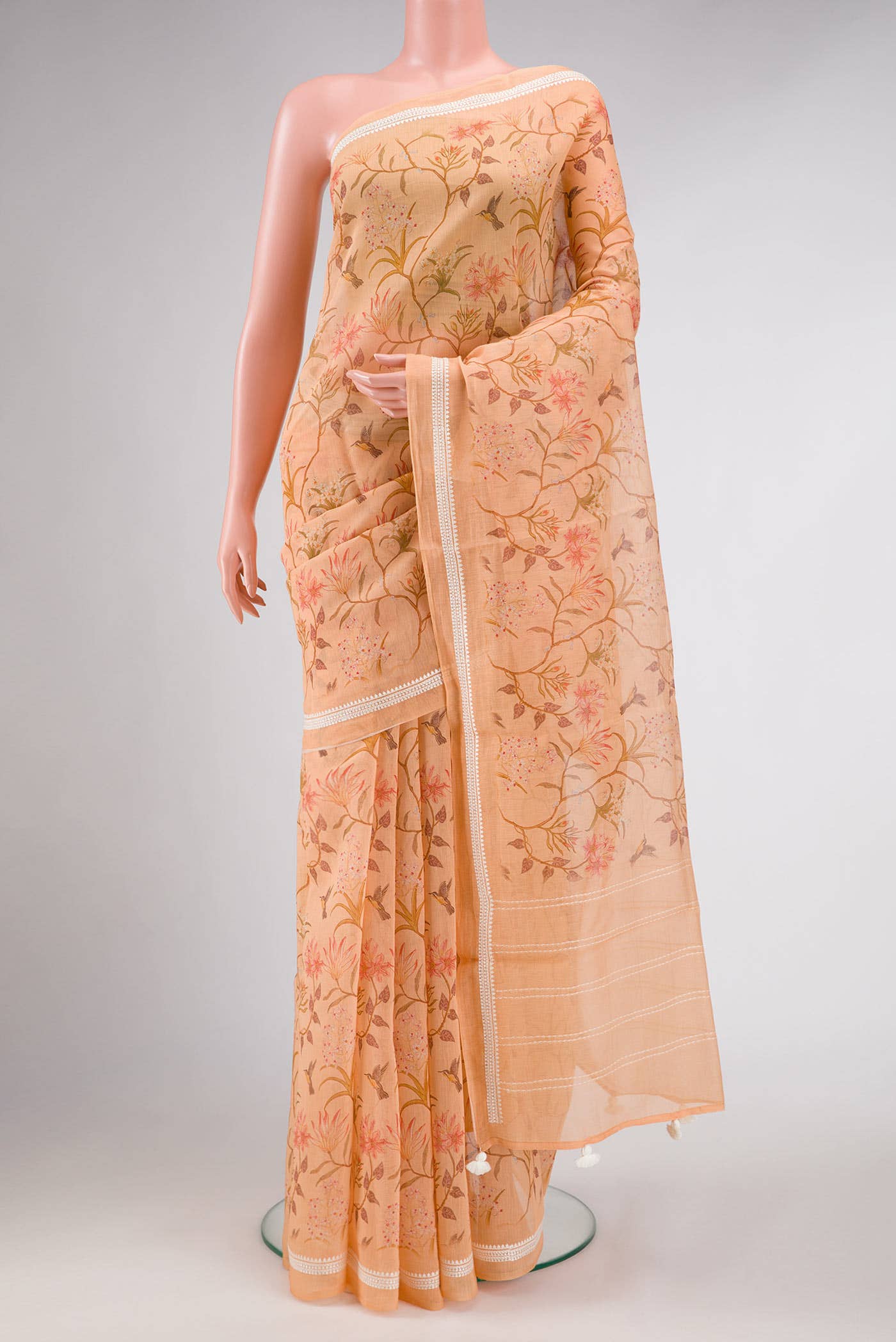 Peach Dual Tone Jute Silk Saree