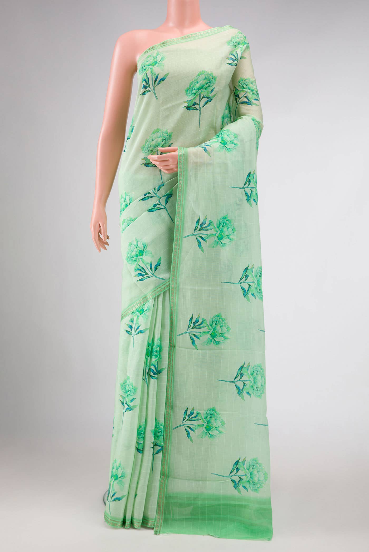 Light Green Tussar Silk Saree