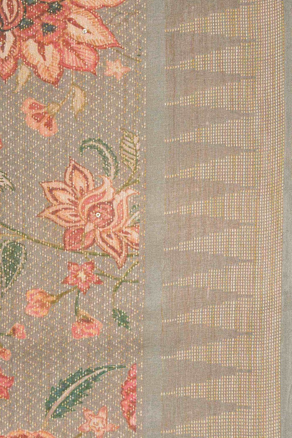 Grey Tussar Silk Saree