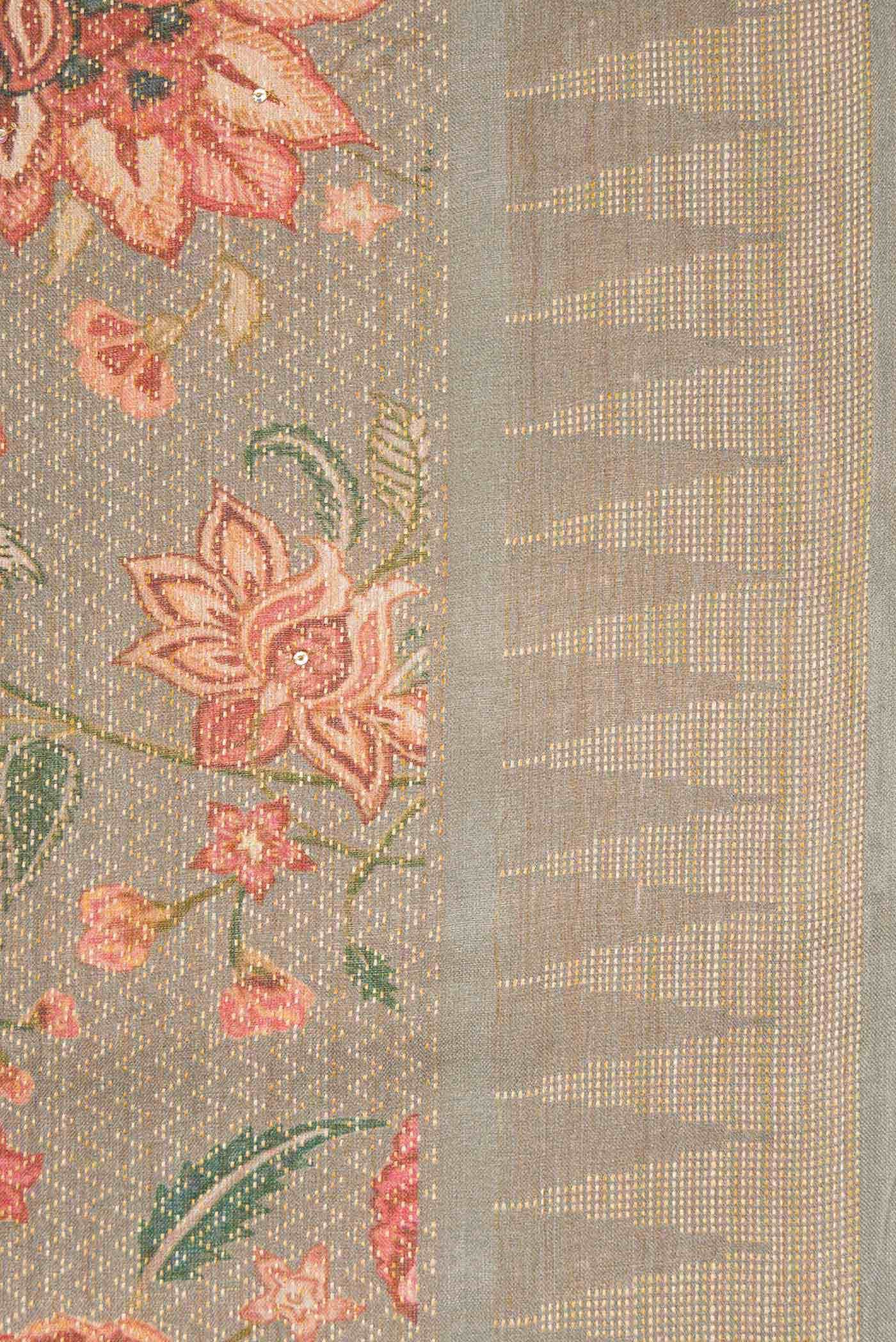 Grey Tussar Silk Saree