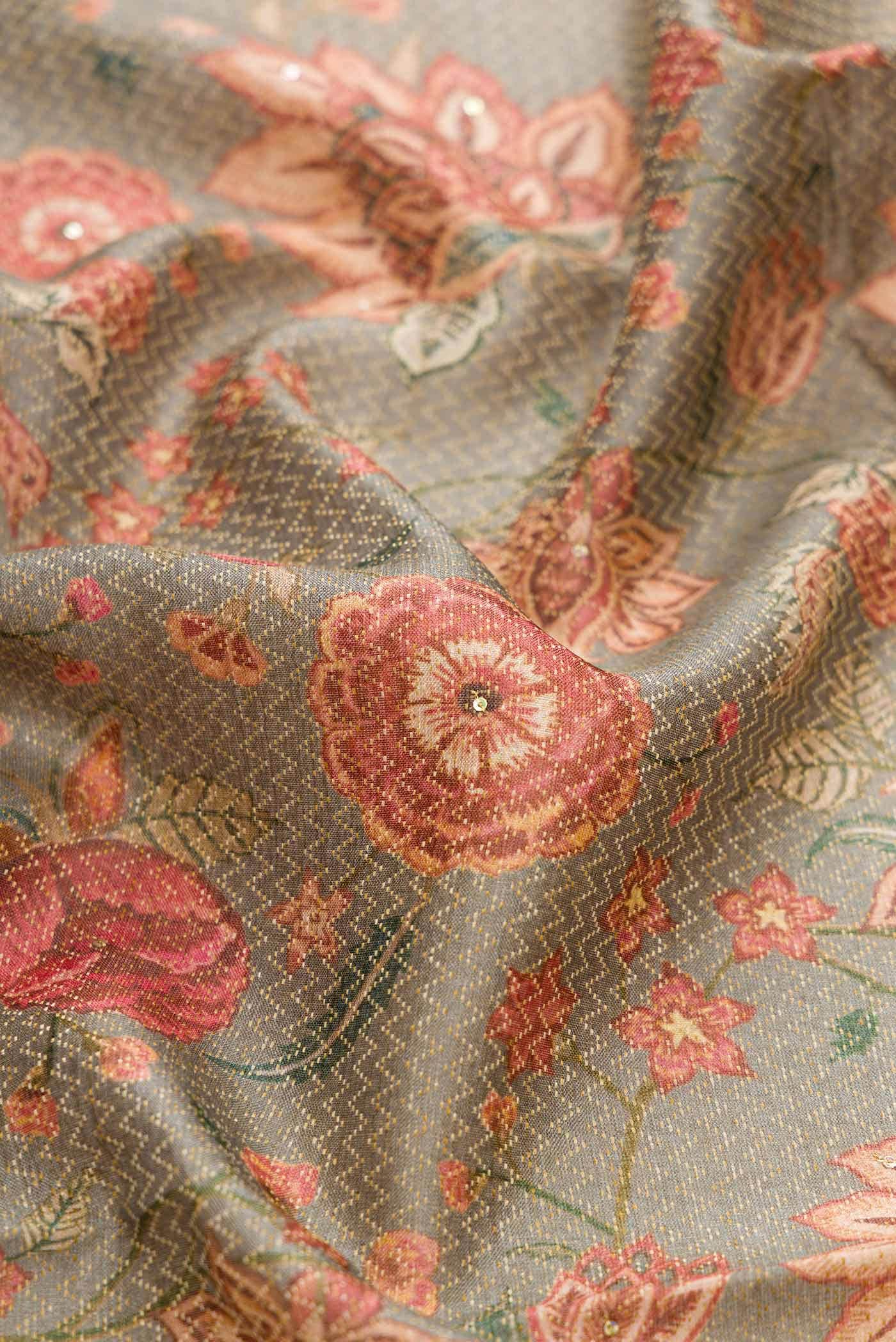 Grey Tussar Silk Saree