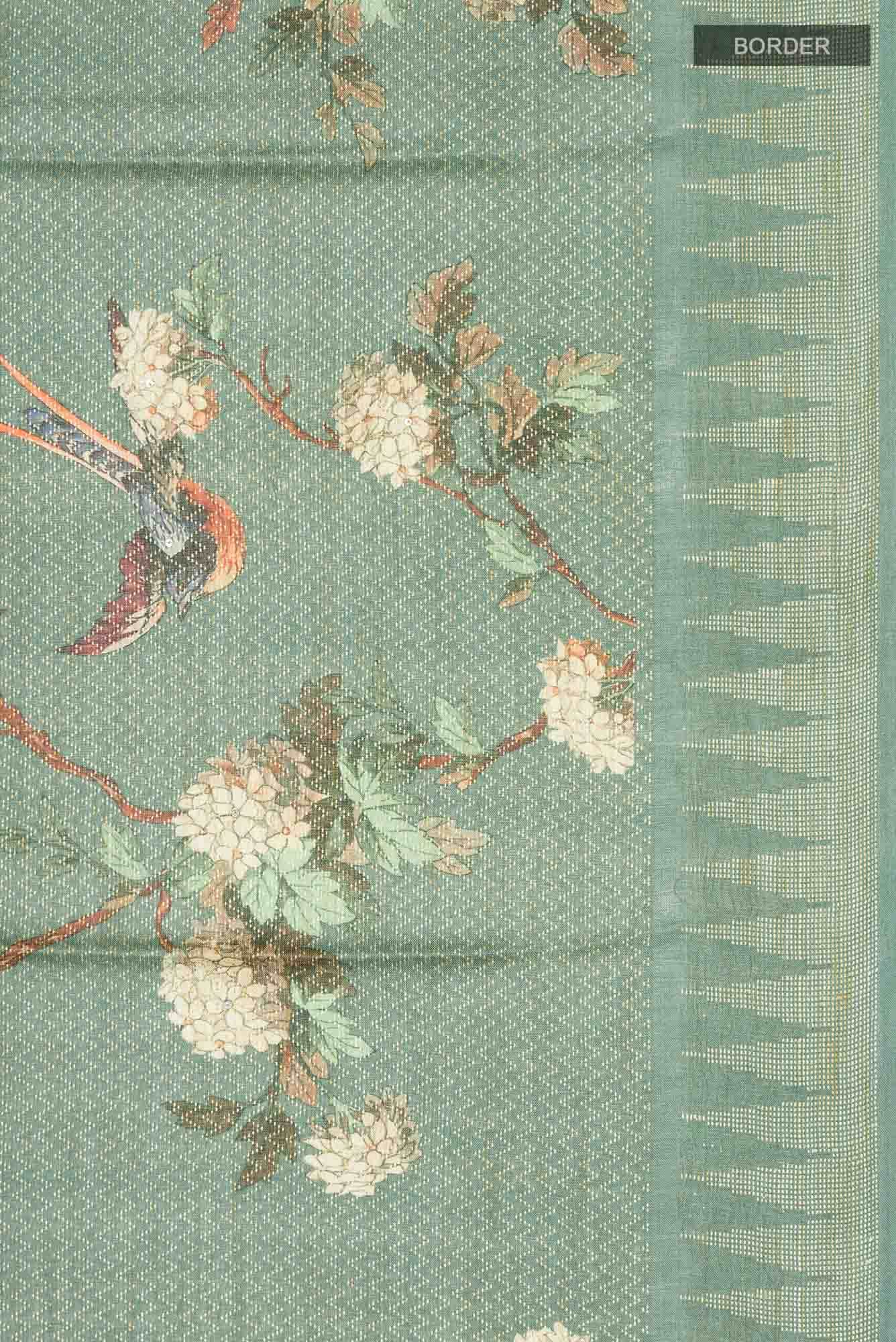 Green Bhagalpuri Tussar Silk Saree